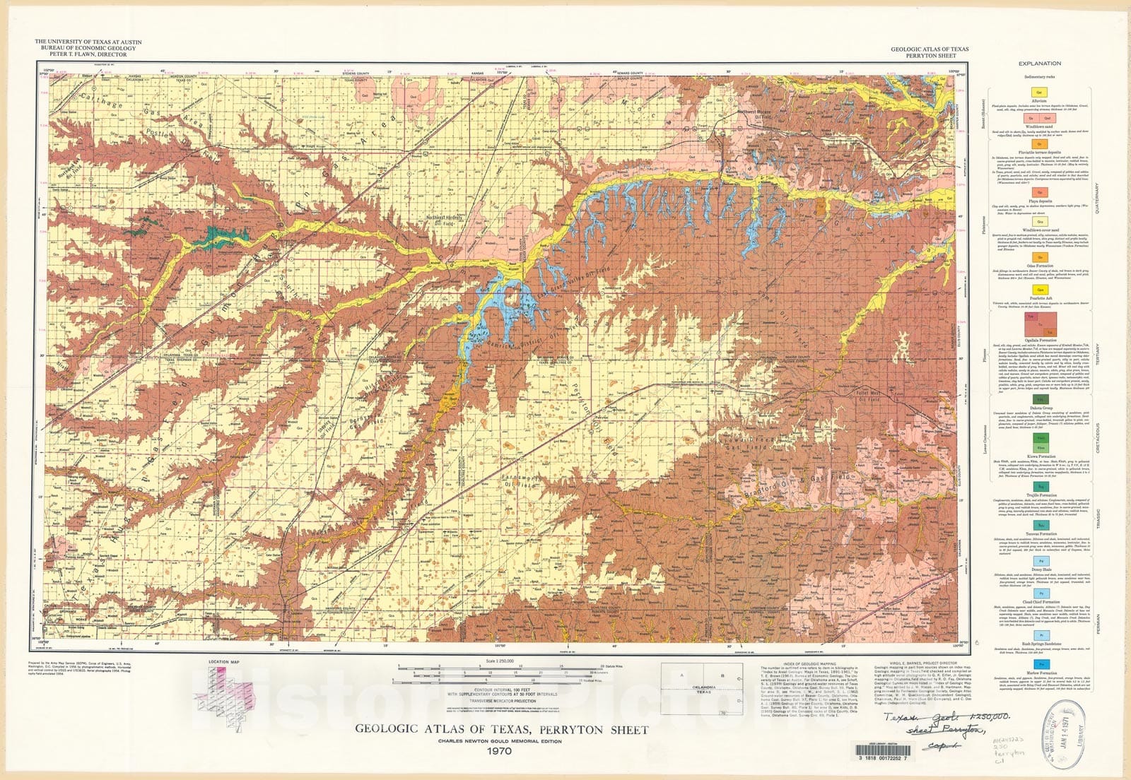 Map Geologic Atlas Of Texas Perryton Sheet Revised 1993 1970 Car 3443