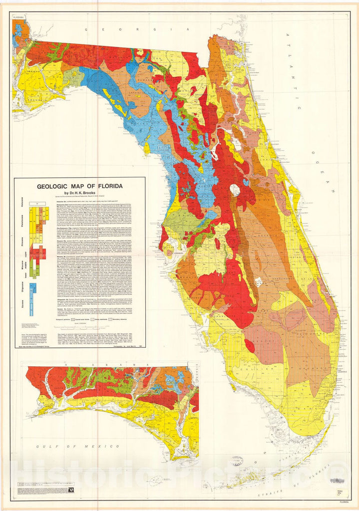 Map Geologic Map Of Florida 1981 Cartography Wall Art Historic Pictoric 8050