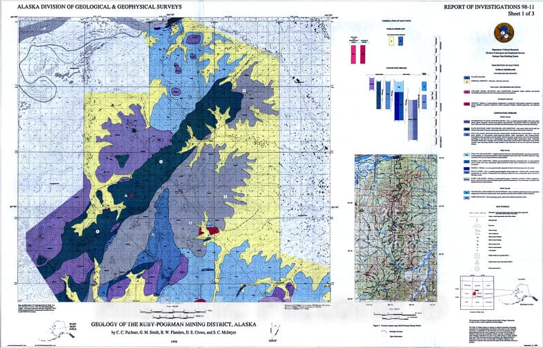 Map : Bedrock geology of the Ruby/Poorman mining district, Alaska, 199 ...