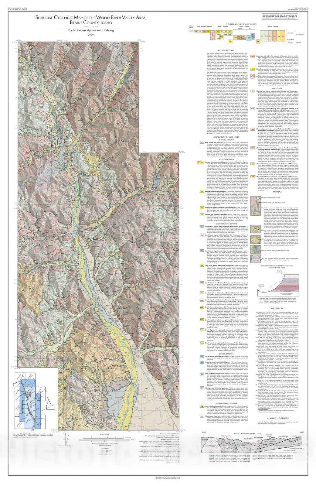 Map Surficial Geologic Map Of The Wood River Valley Area Blaine Cou Historic Pictoric