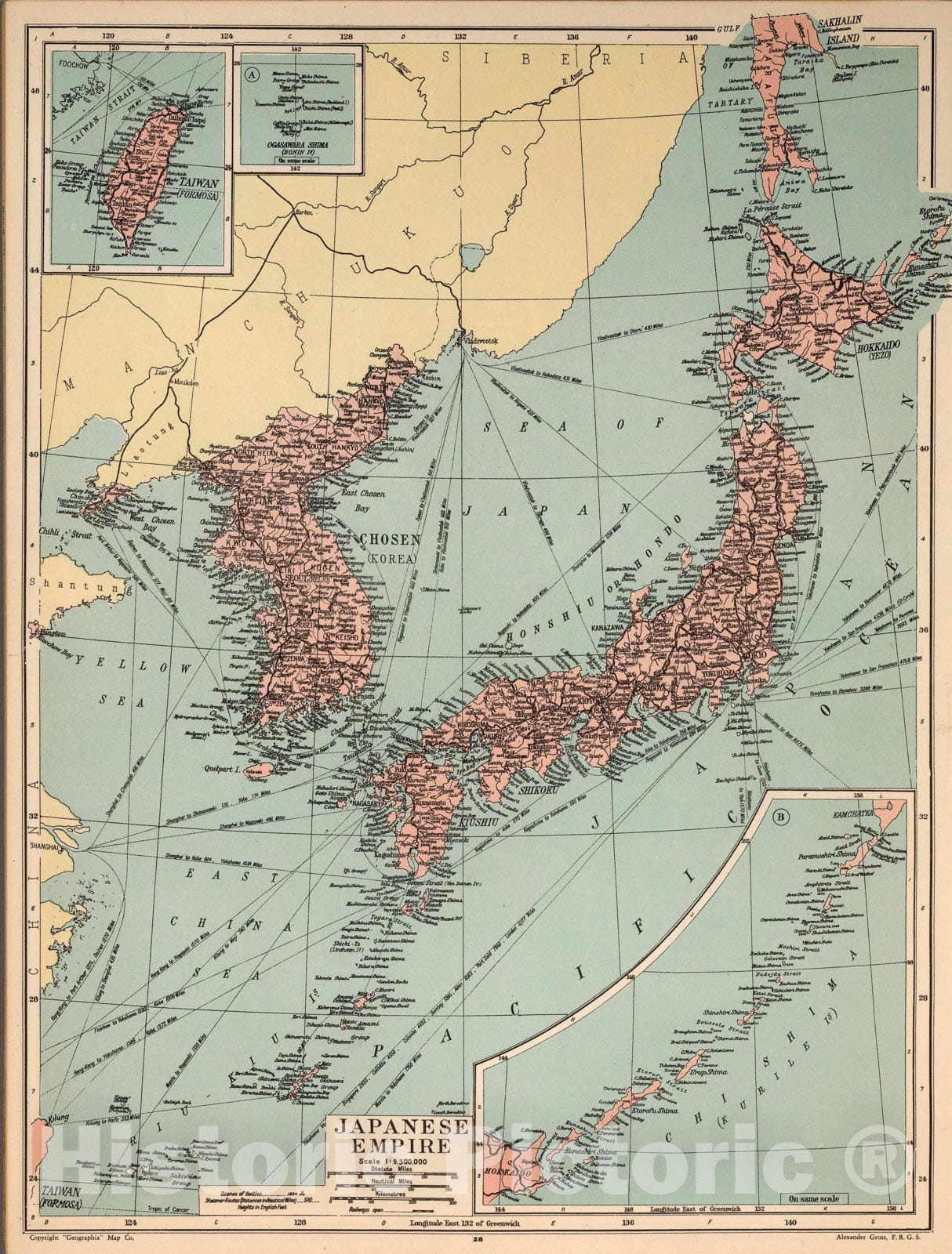 Historic Map : Japanese Empire, 1935, Vintage Wall Art - Historic Pictoric