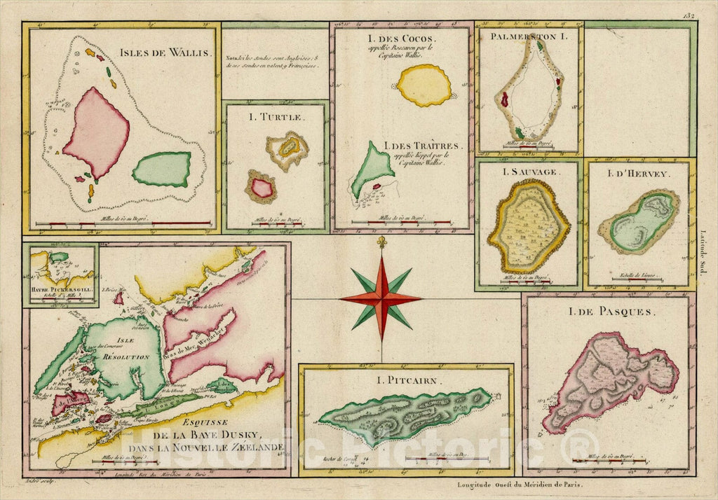 最も優遇の Historic R 1787 Zeelande Nouvelle La Dans Dusky Bay La De Esquisse Map ポスター Adga Org