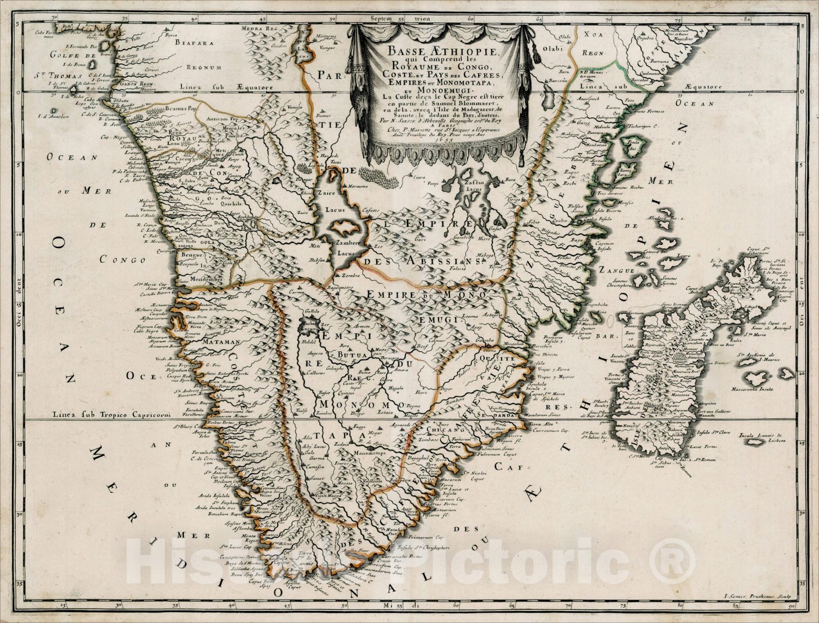 Historic Map : Basse Aethiopie qui Comprend les Royaume de Congo, Cost ...