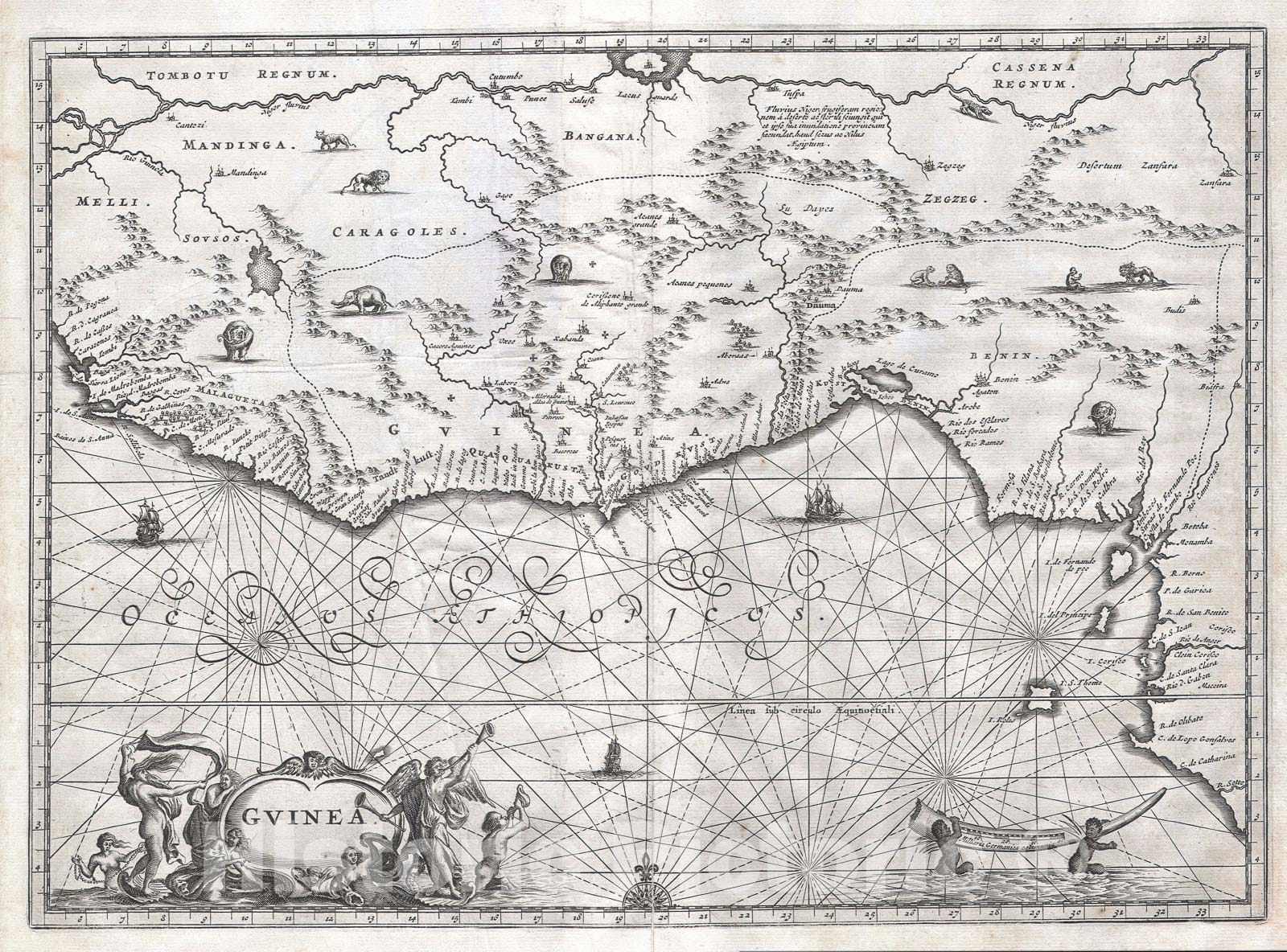 Historic Map : West Africa " Gold Coast, Slave Coast, Ivory Coast ", O