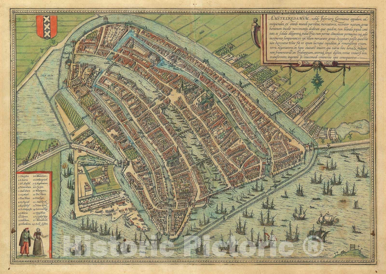 Historic Map Amsterdam Braun And Hogenberg 1572 Vintage Wall Art Historic Pictoric 8181