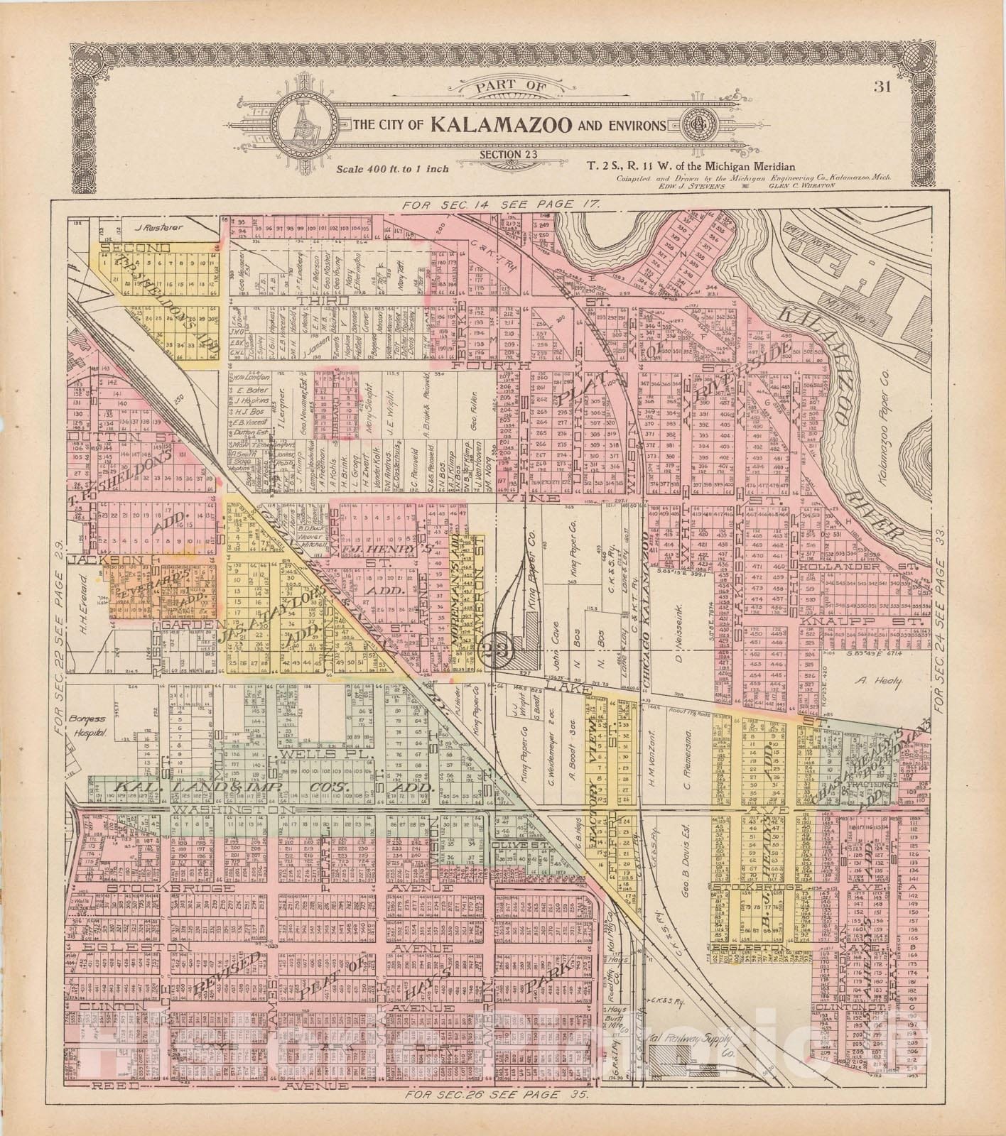 Historic Map : Kalamazoo 1910 , Standard Atlas of Kalamazoo County , v14,  Vintage Wall Art