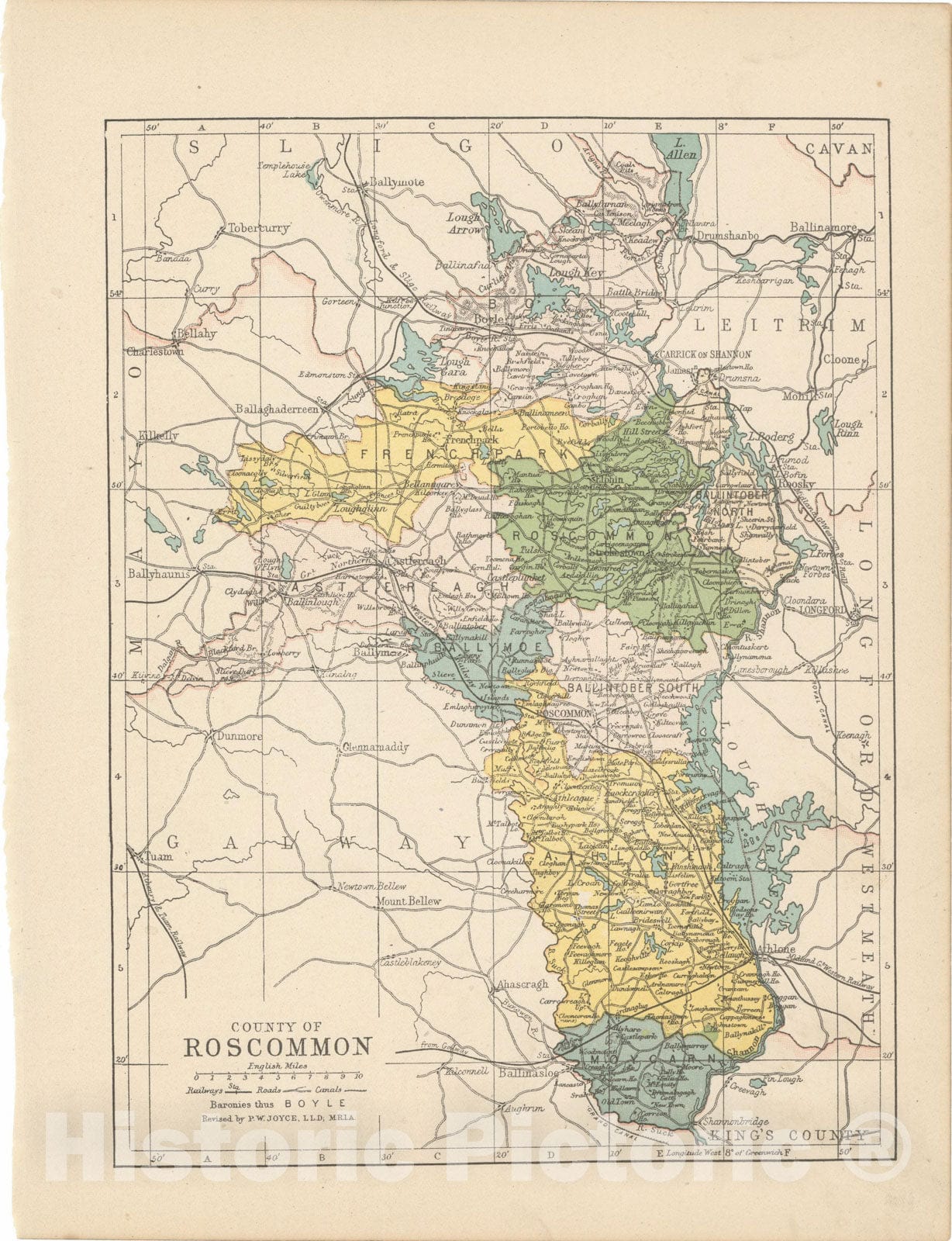 Historic Map Irish County Maps, 1900 , Vintage Wall Art