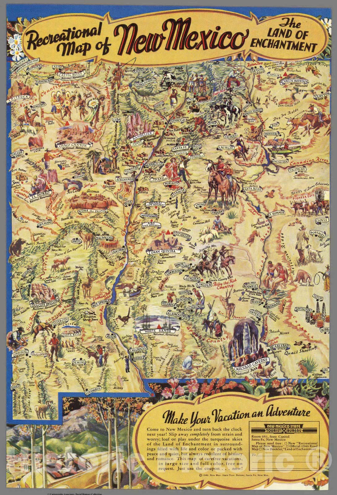 Historic Map : Recreational map of New Mexico : the land of enchantmen - Historic Pictoric