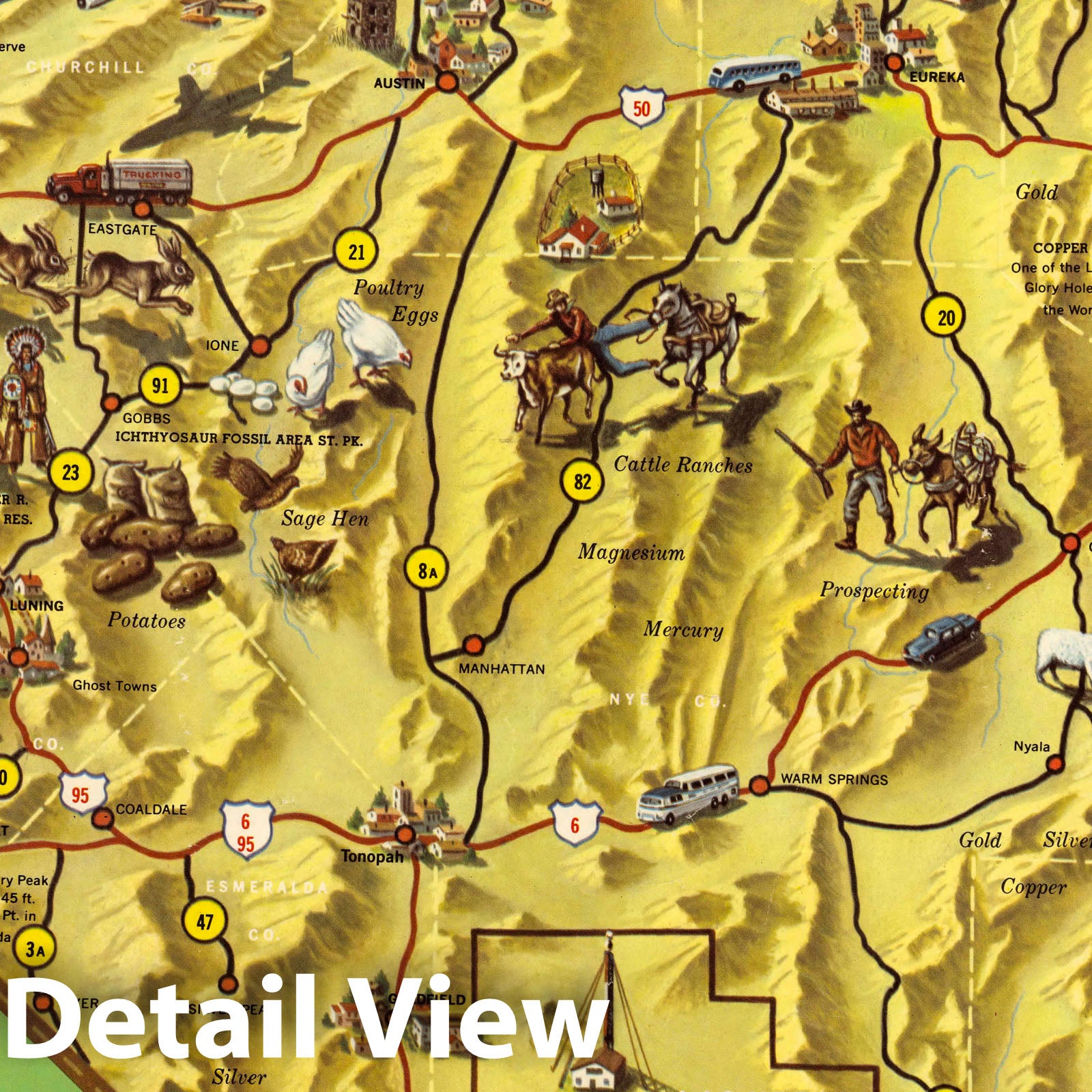 Historic Map : Pano-view map : State of Nevada, 1960 - Vintage Wall Ar ...