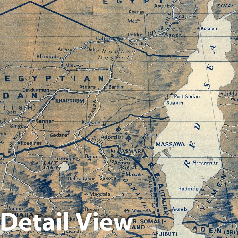Historic Map : Color Relief Map of Abyssinia and War Zone, 1938 - Vint ...