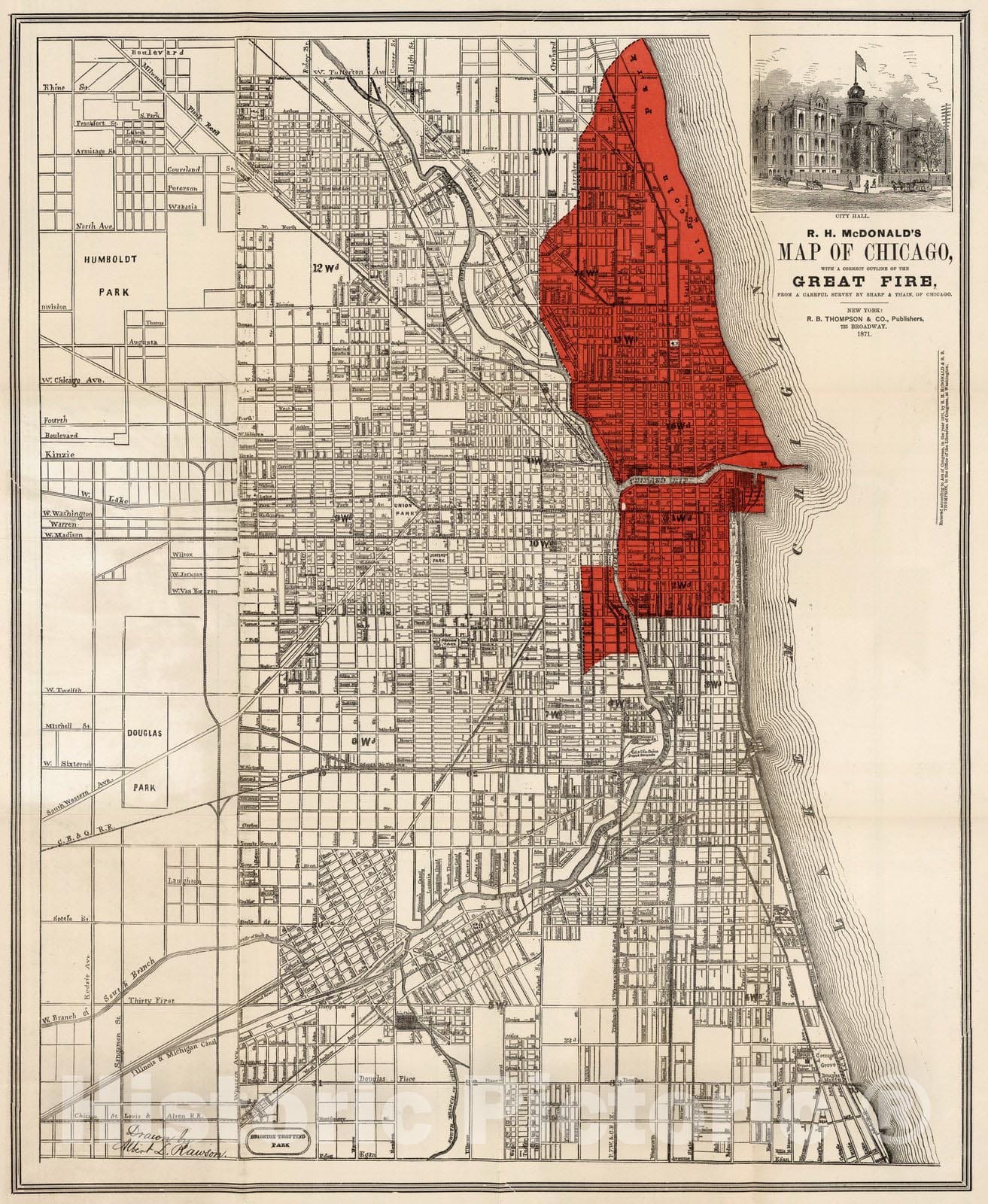 Historic Wall Map Map Of Chicago 1872 Vintage Wall Art Historic   559566 1wmark 