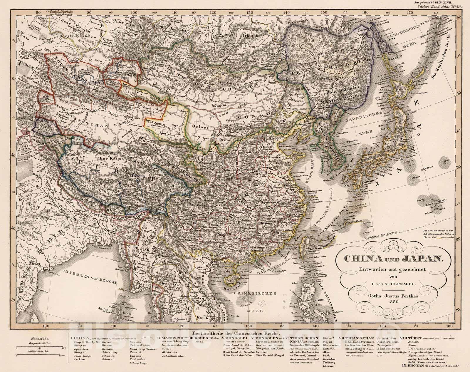 Historic Map : China, 1850 China und Japan. (China and Japan). v2 , Vi - Historic Pictoric