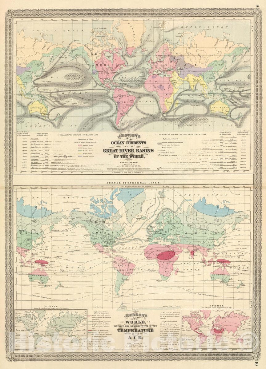 Historic Map : Ocean Currents and The Great River Basins of The World ...