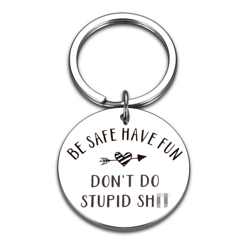 Don't Do Stupid Shit Keychain, Funny Gift for Teens Son Daughter