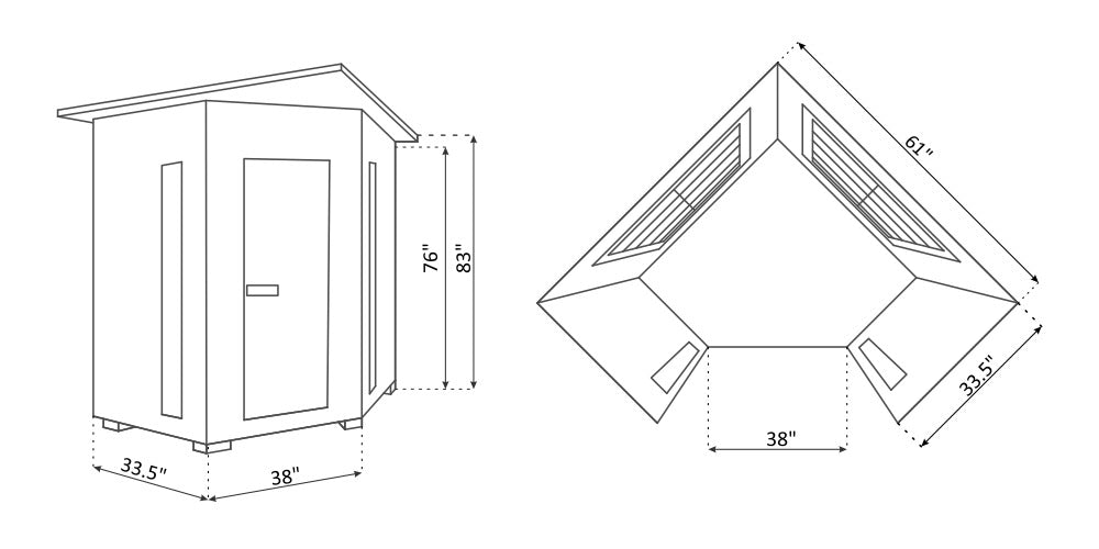 Diamond 4 Person Corner Indoor Sauna Dimensions