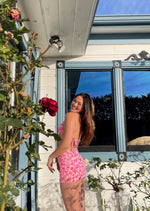 willa swim skirt in pink secret garden