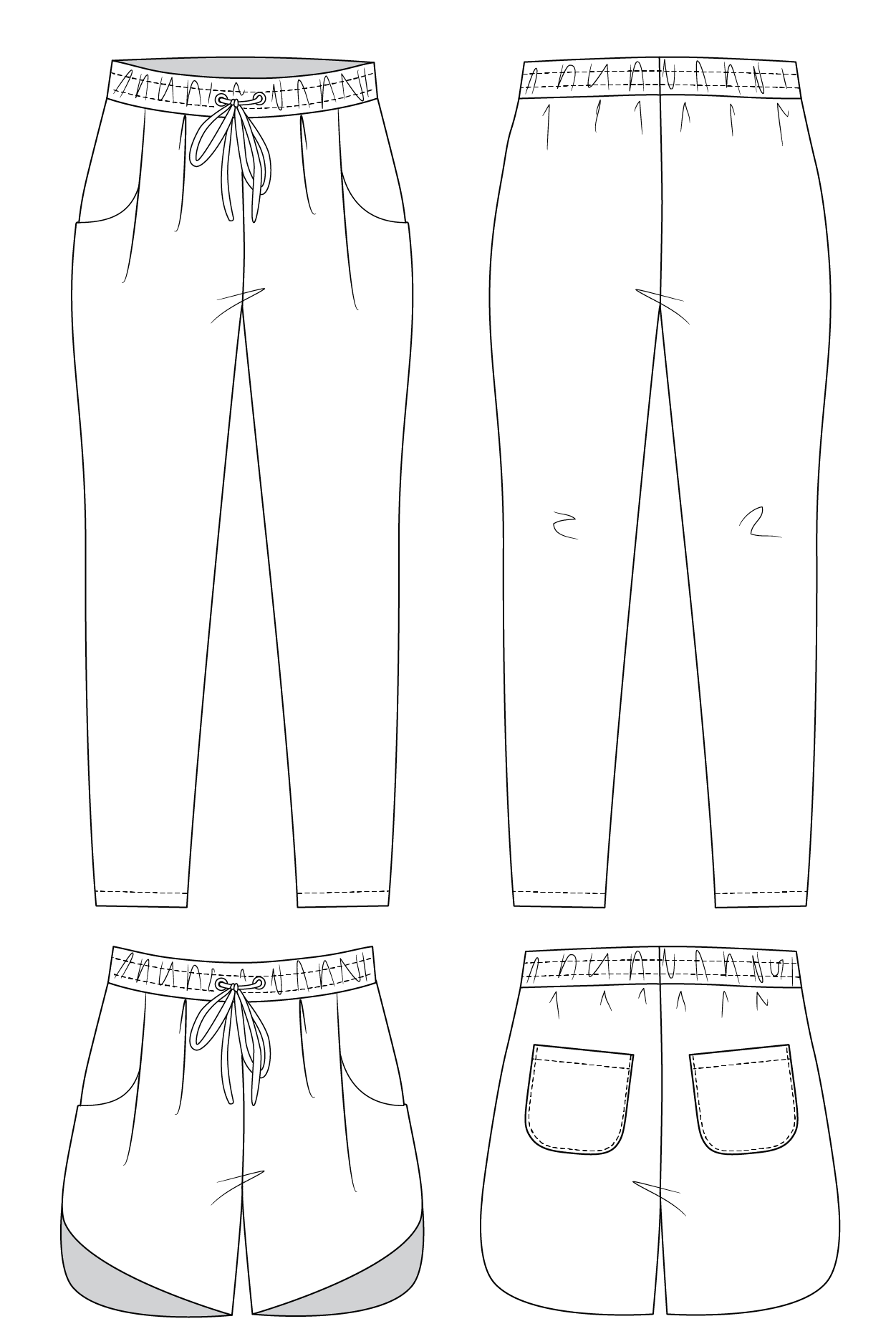 Alexandria Peg Trousers & Track Shorts Sewing Pattern | Named Clothing