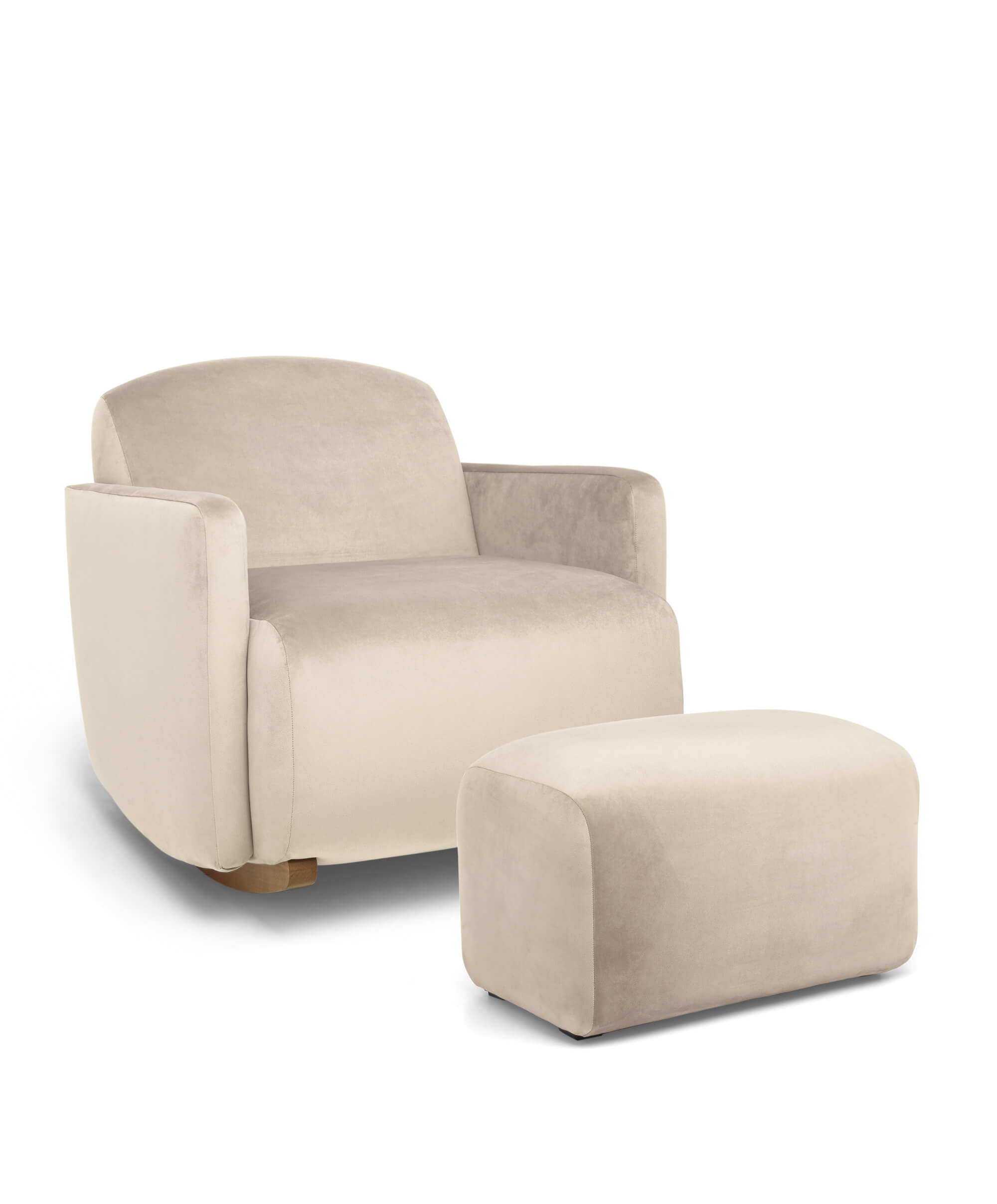 Royton Nursing Chair Set in Velvet - Latte