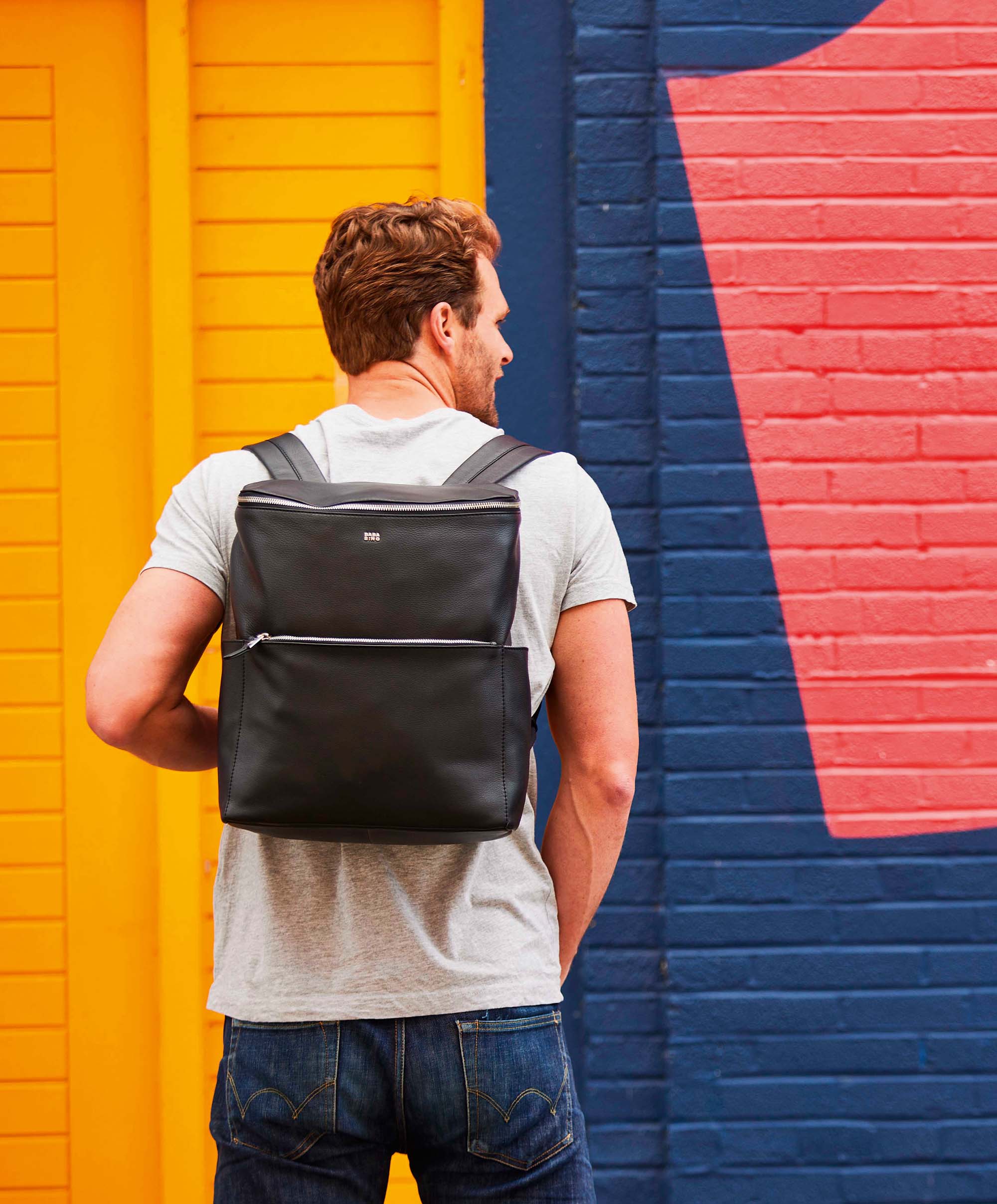 Bababing Santo Leather Changing Backpack - Black