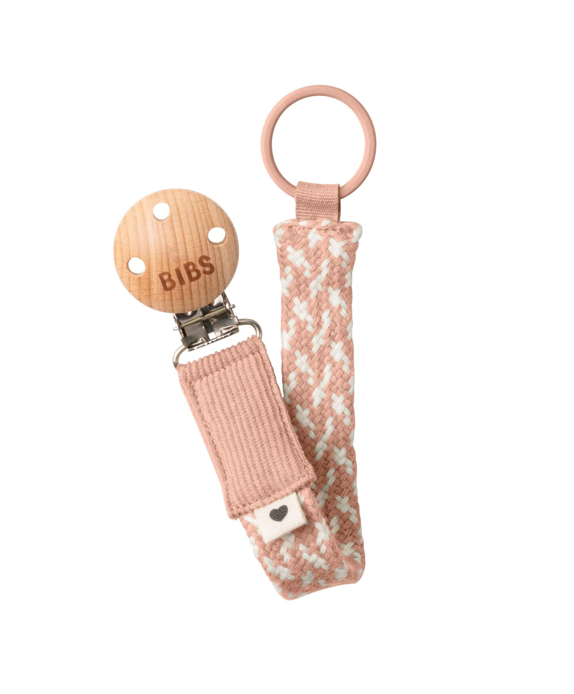 BIBS Dummy Clip Braided - Ivory/Blush