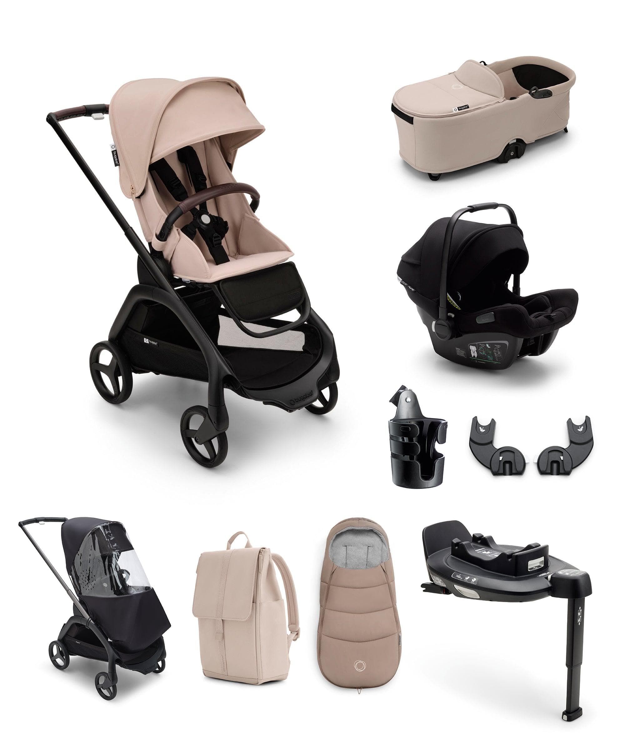 Bugaboo Dragonfly Essential Bundle with Bugaboo Turtle Air 360 Car Seat & Base - Taupe