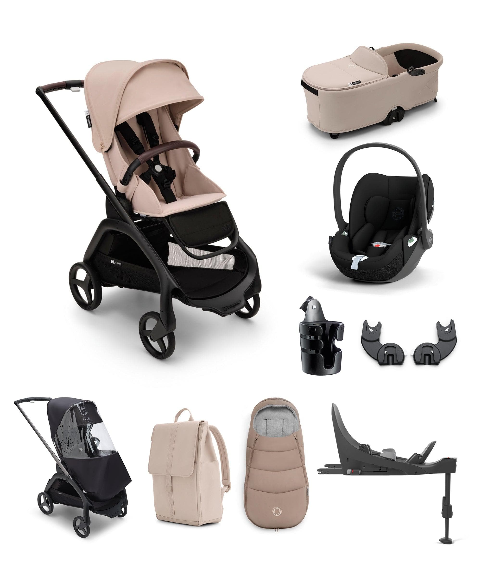 Bugaboo Dragonfly Essential Bundle with Cybex Cloud T Car Seat & Base - Taupe