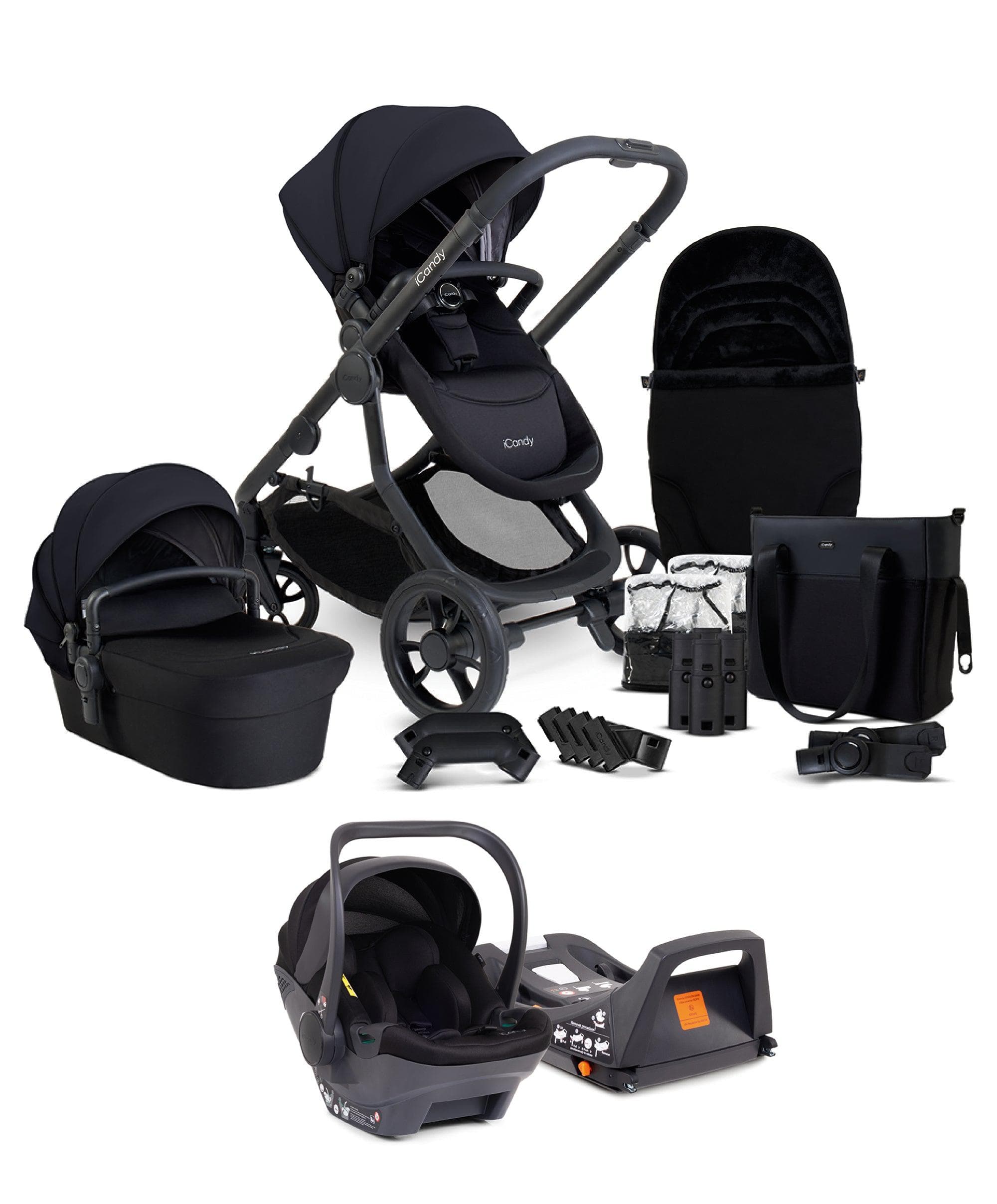 iCandy Orange4 Pushchair Bundle with iCandy Cocoon Car Seat & Base - Black