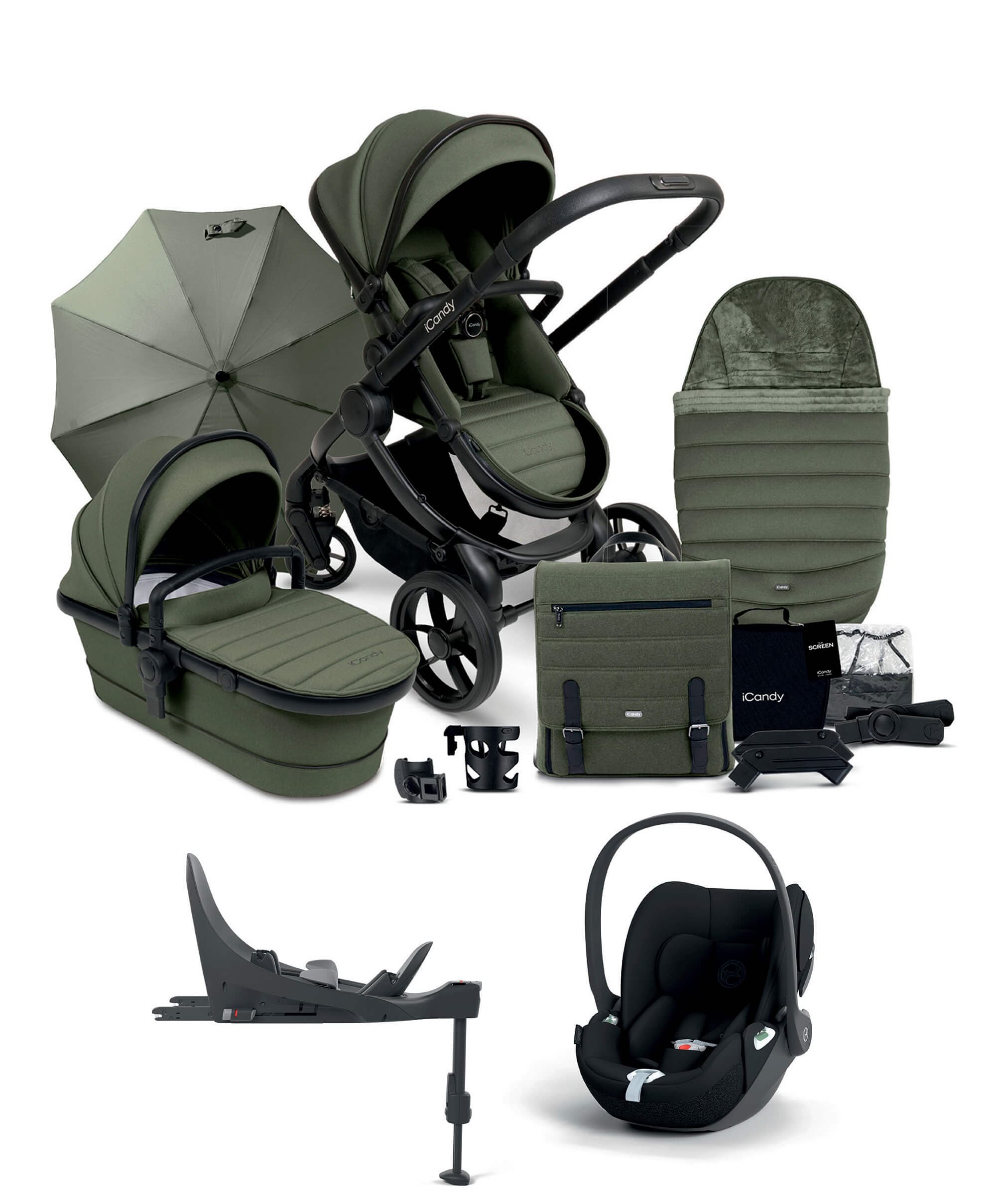 iCandy Peach 7 Complete Pushchair Bundle with Cloud T Car Seat & Base - Ivy