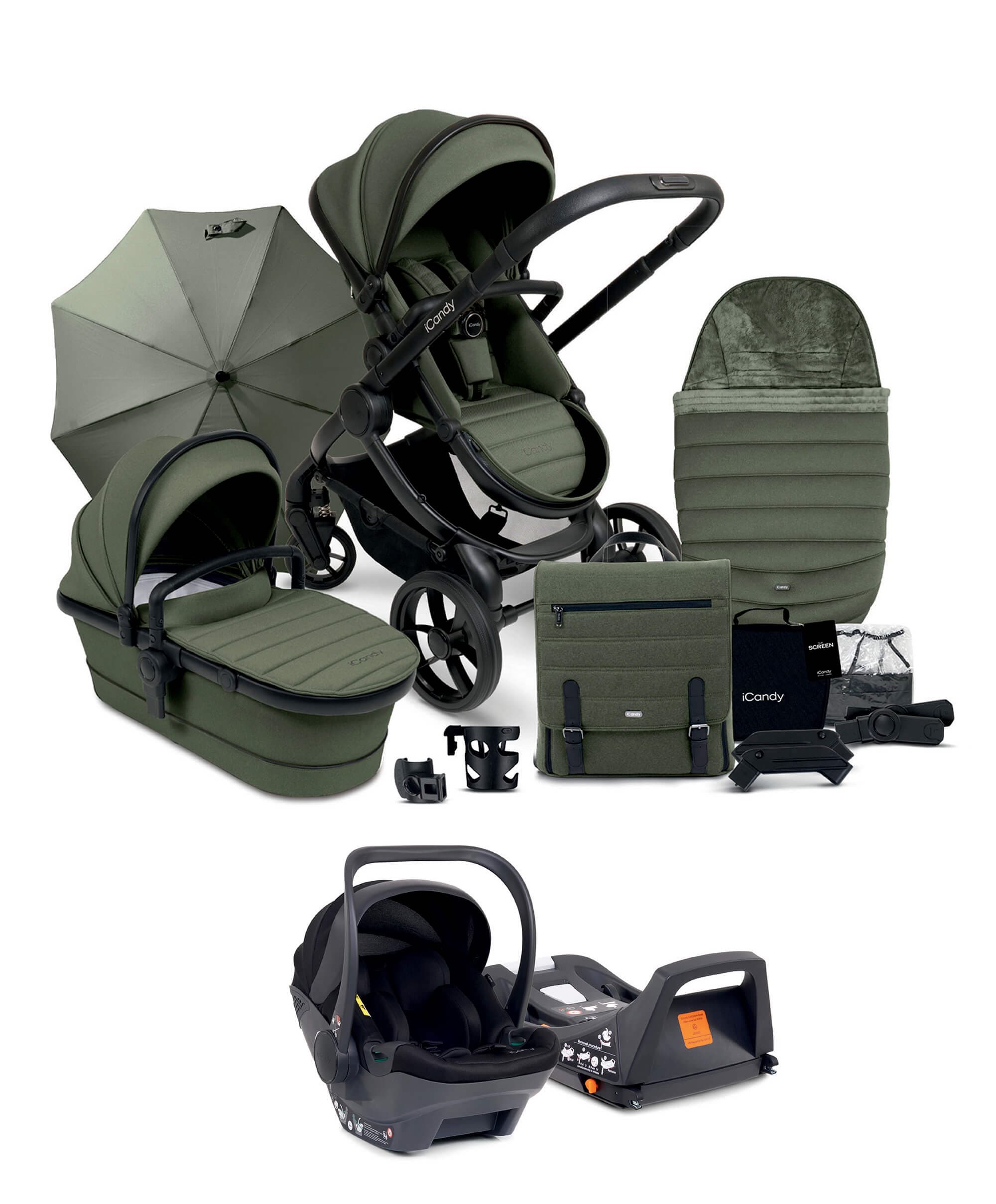 iCandy Peach 7 Complete Pushchair Bundle with Cocoon Car Seat - Ivy