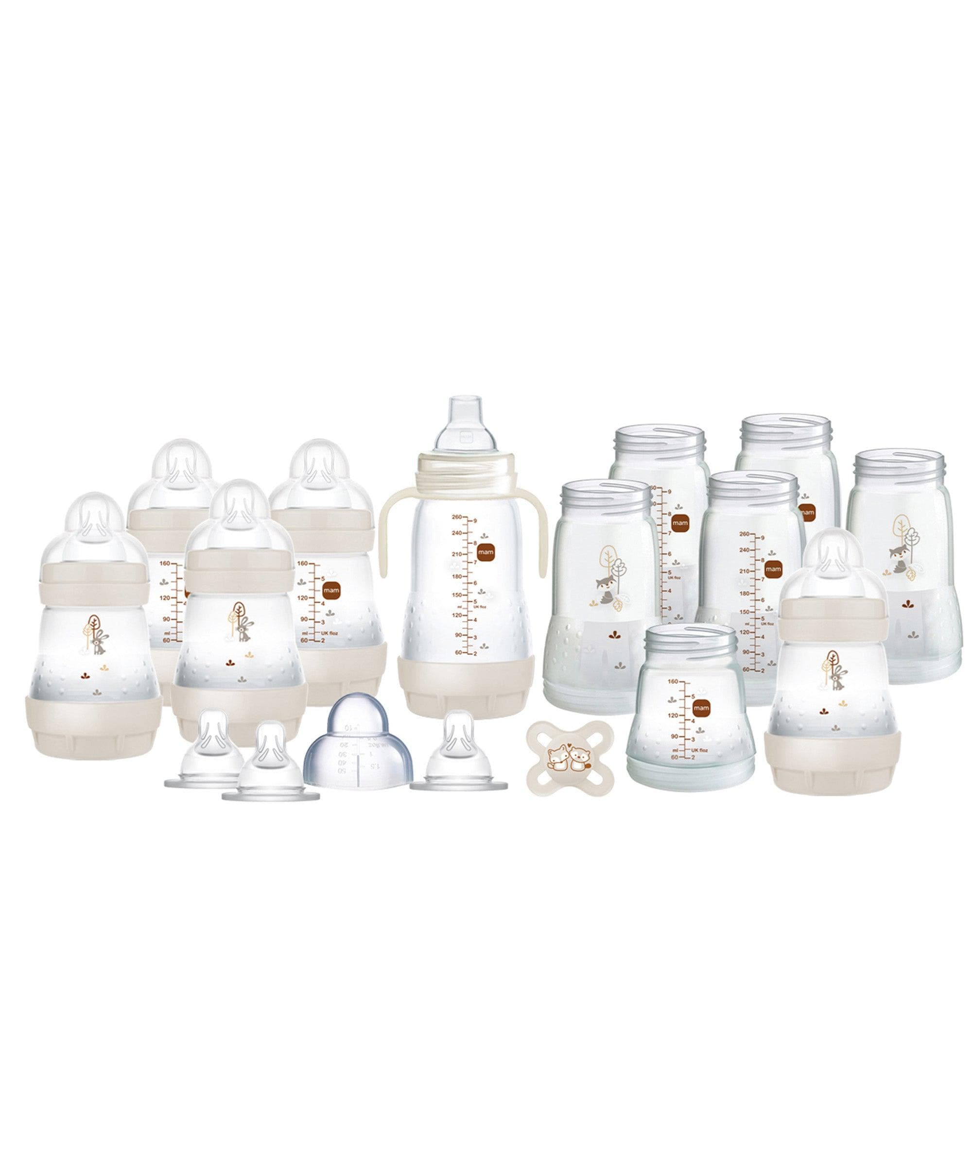 MAM Baby Easy Start Anti-Colic Self Sterilising Bottles Newborn 17 Piece Set - Matt Taupe