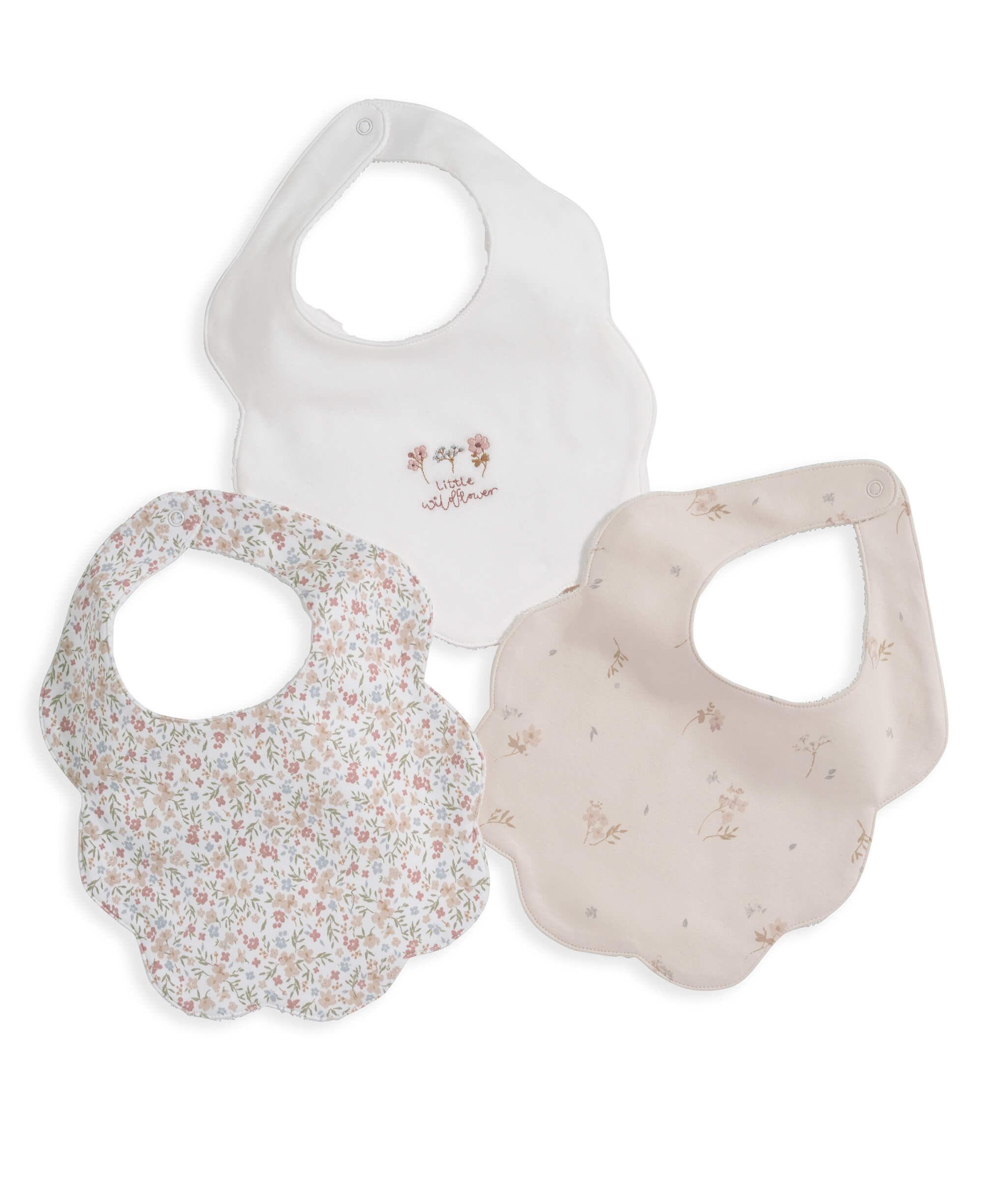 Scalloped Bibs (Set of 3) - Floral