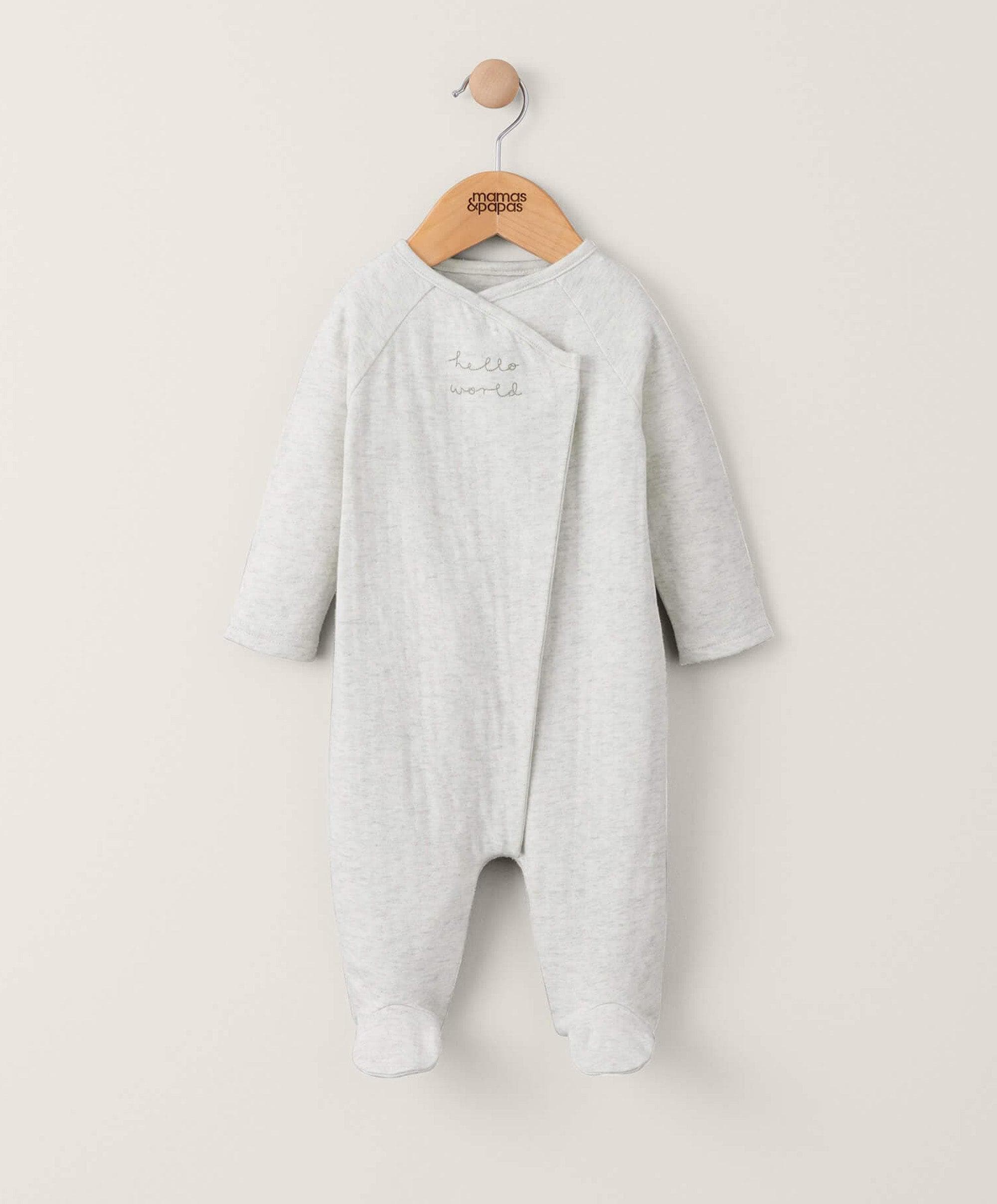 Hello World Embroidered Sleepsuit - Grey