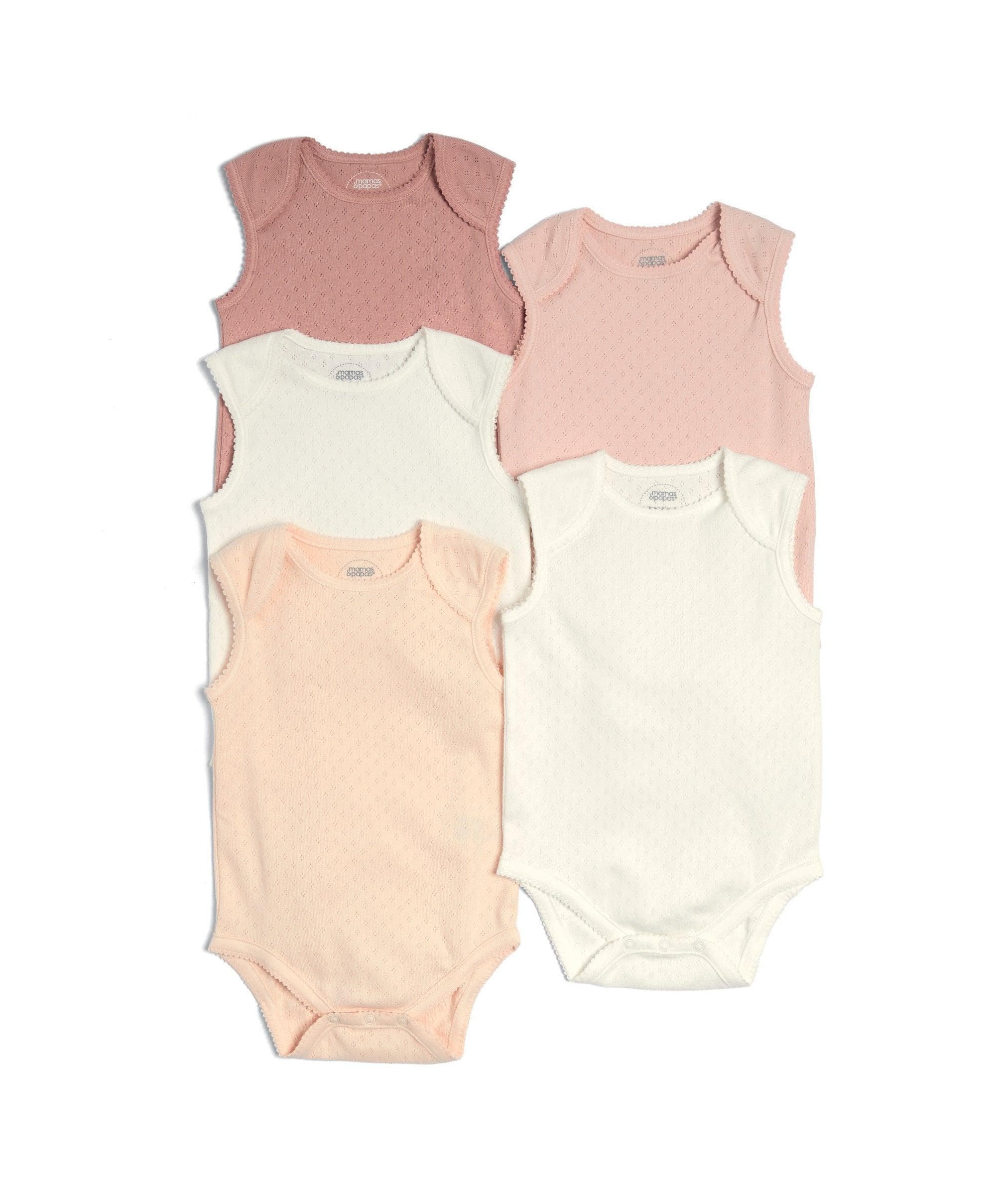 Sleeveless Bodsuits (Set of 5) - Pink