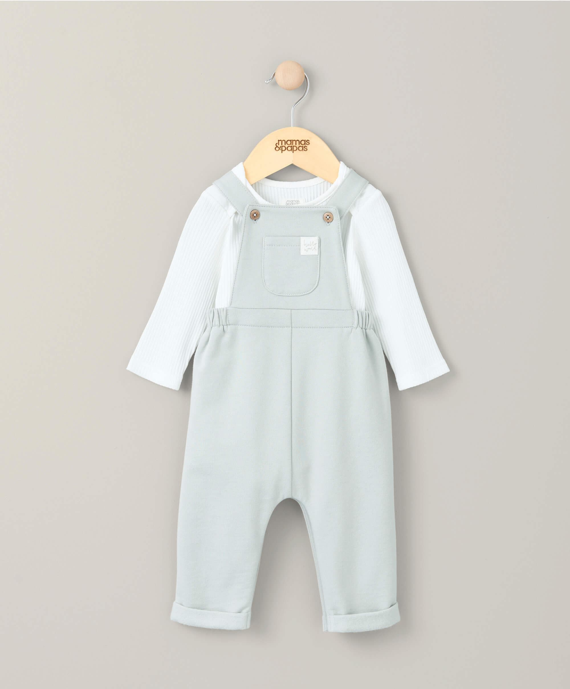 Bodysuit & Jersey Dungarees Outfit Set - Green