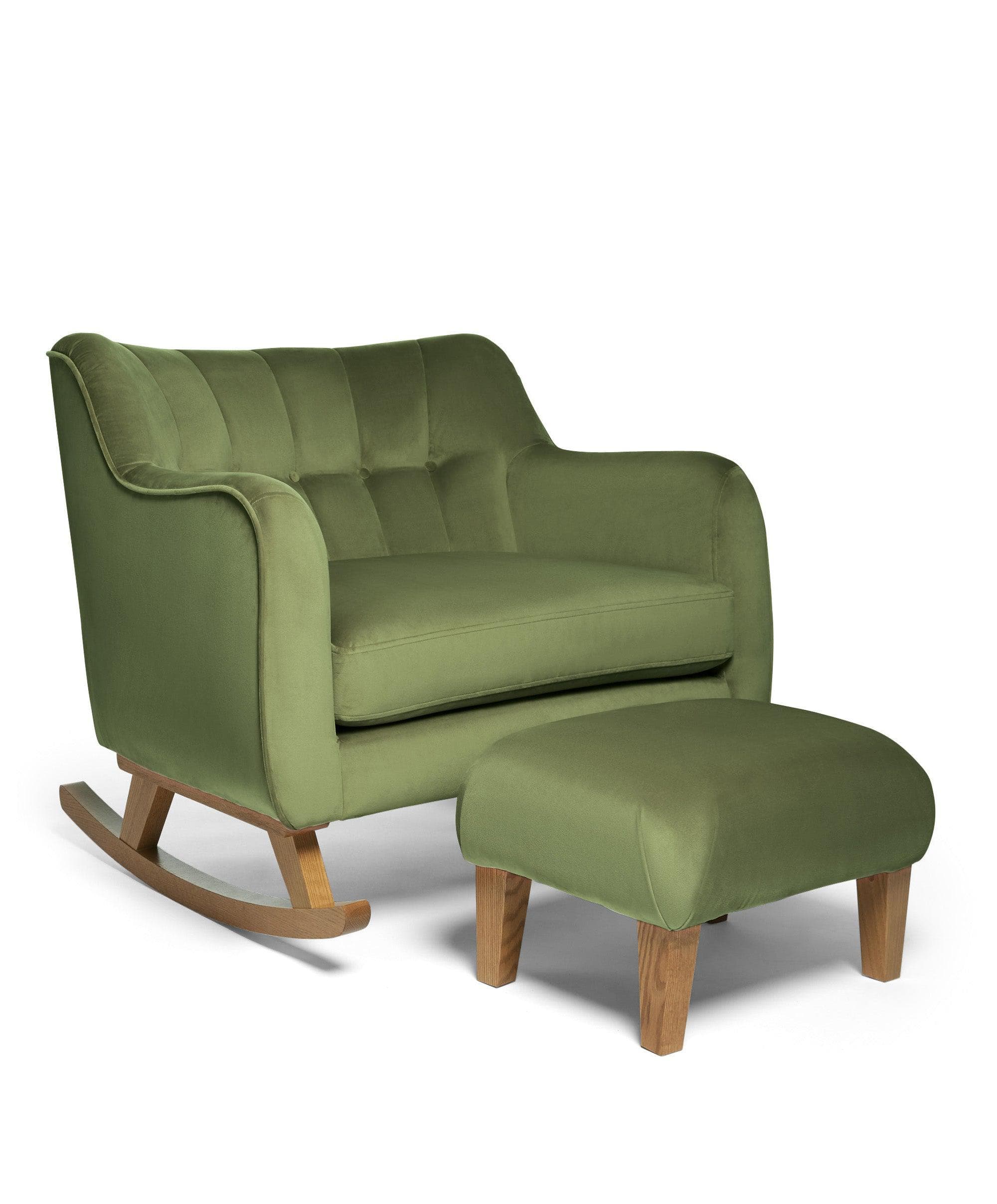 Hilston Cuddle Chair Set in Velvet - Olive