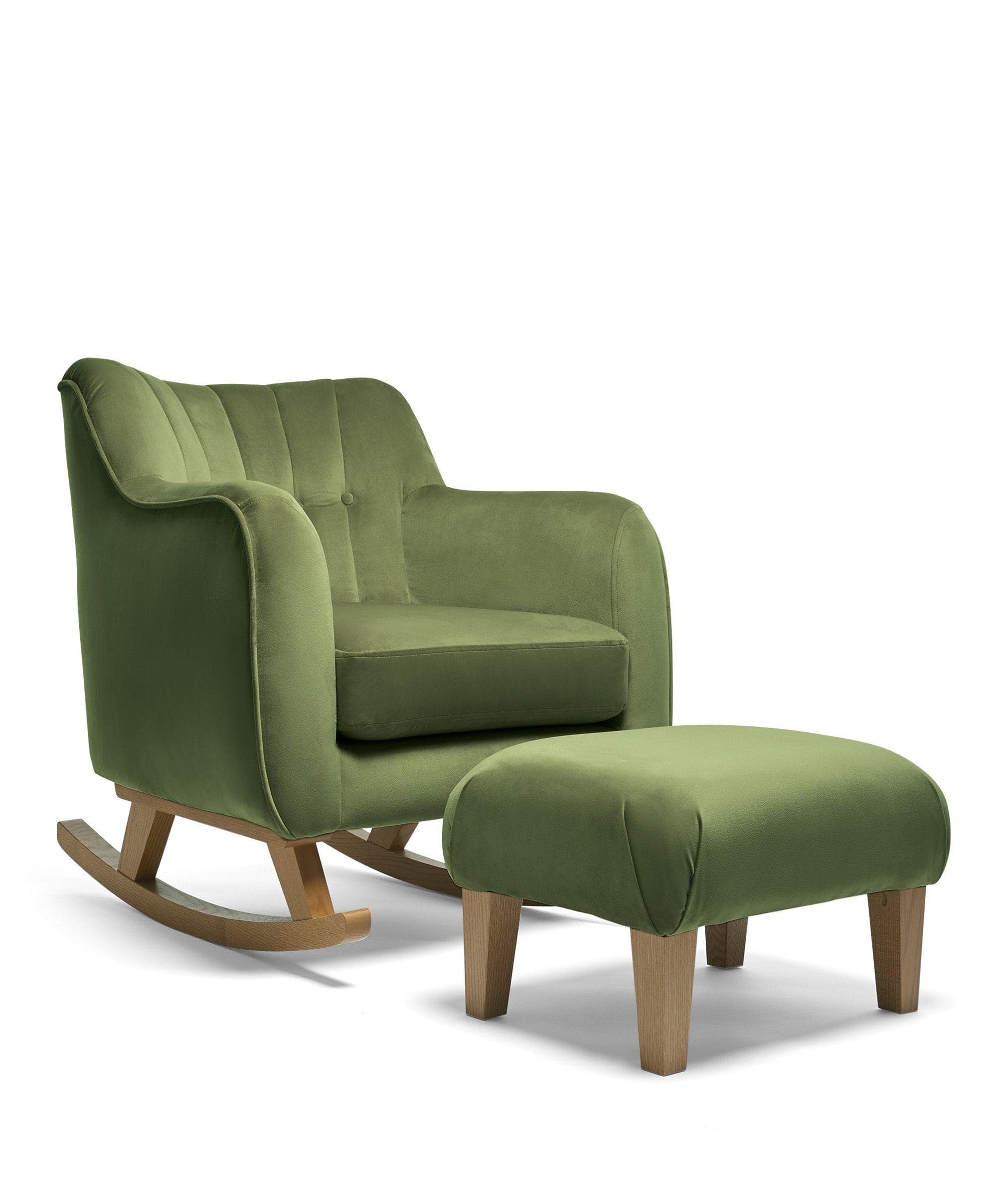 Hilston Nursing Chair Set in Velvet - Olive