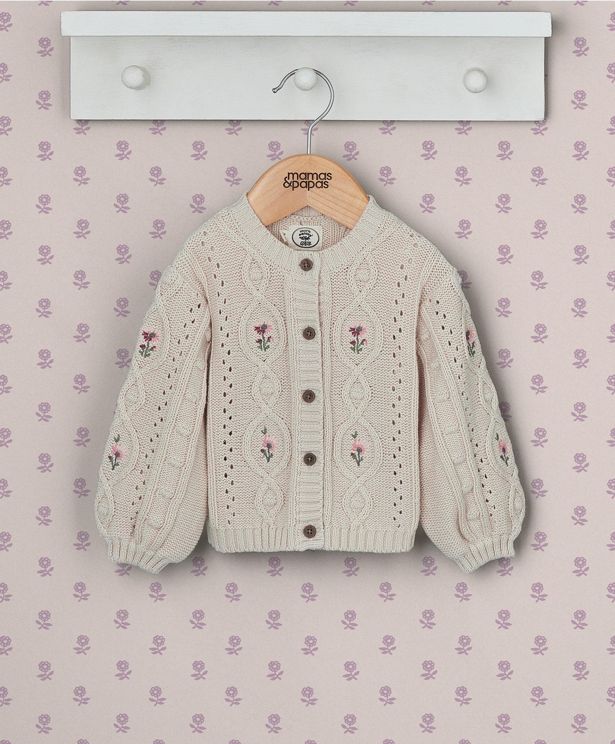 Laura Ashley Embroided Knitted Cable Cardigan