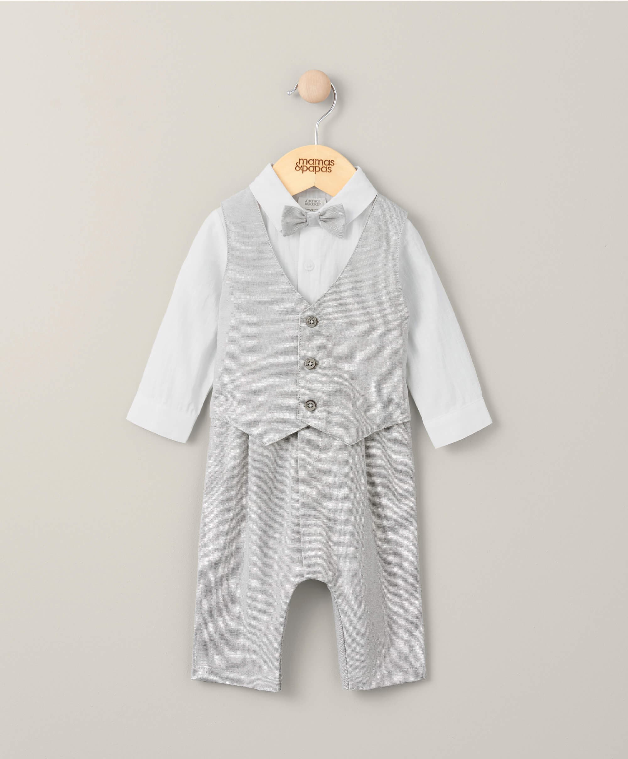 Linen Waistcoat Mock Romper - Cream