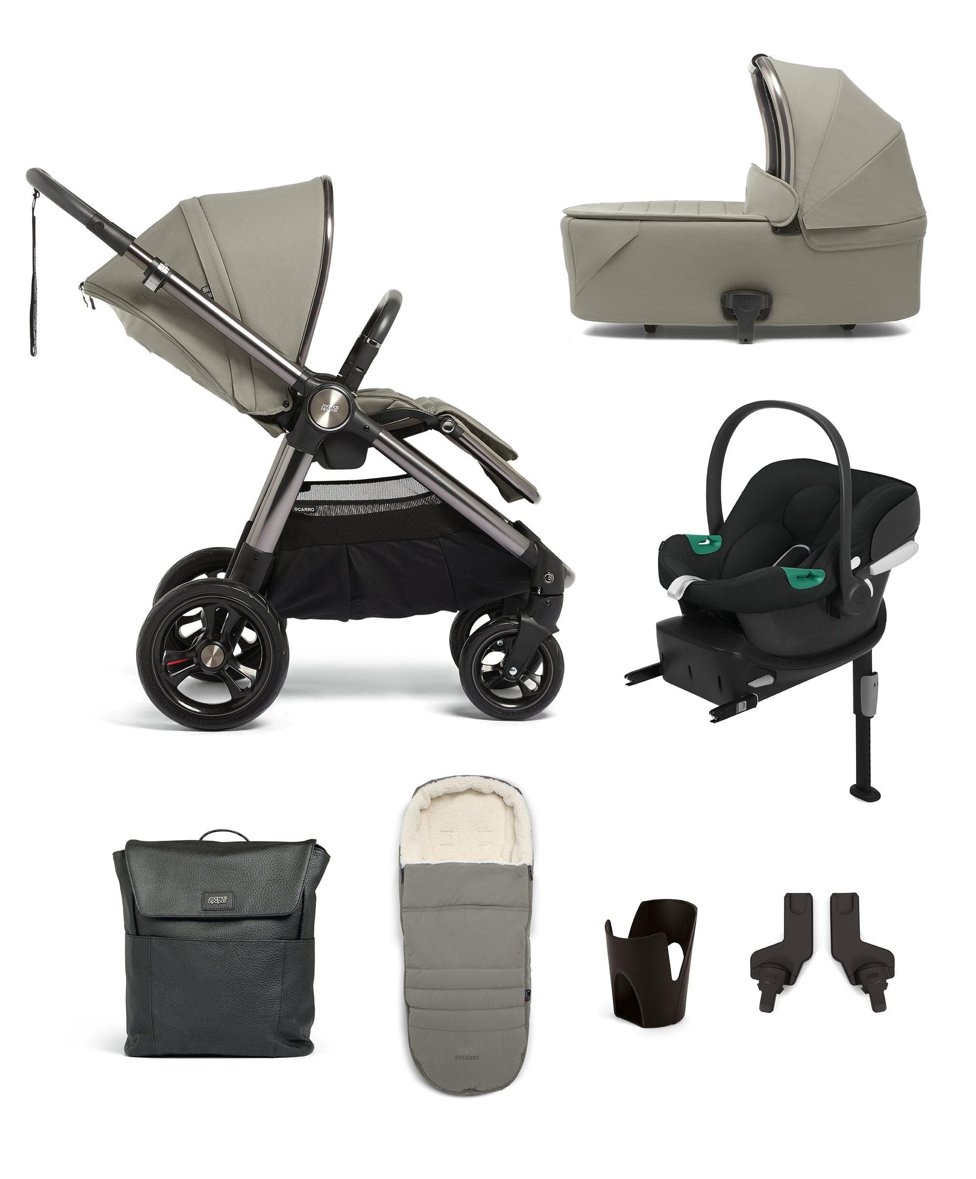 Ocarro Pushchair 7 Piece Complete Bundle with Aton B2 Car Seat & Base - Everest