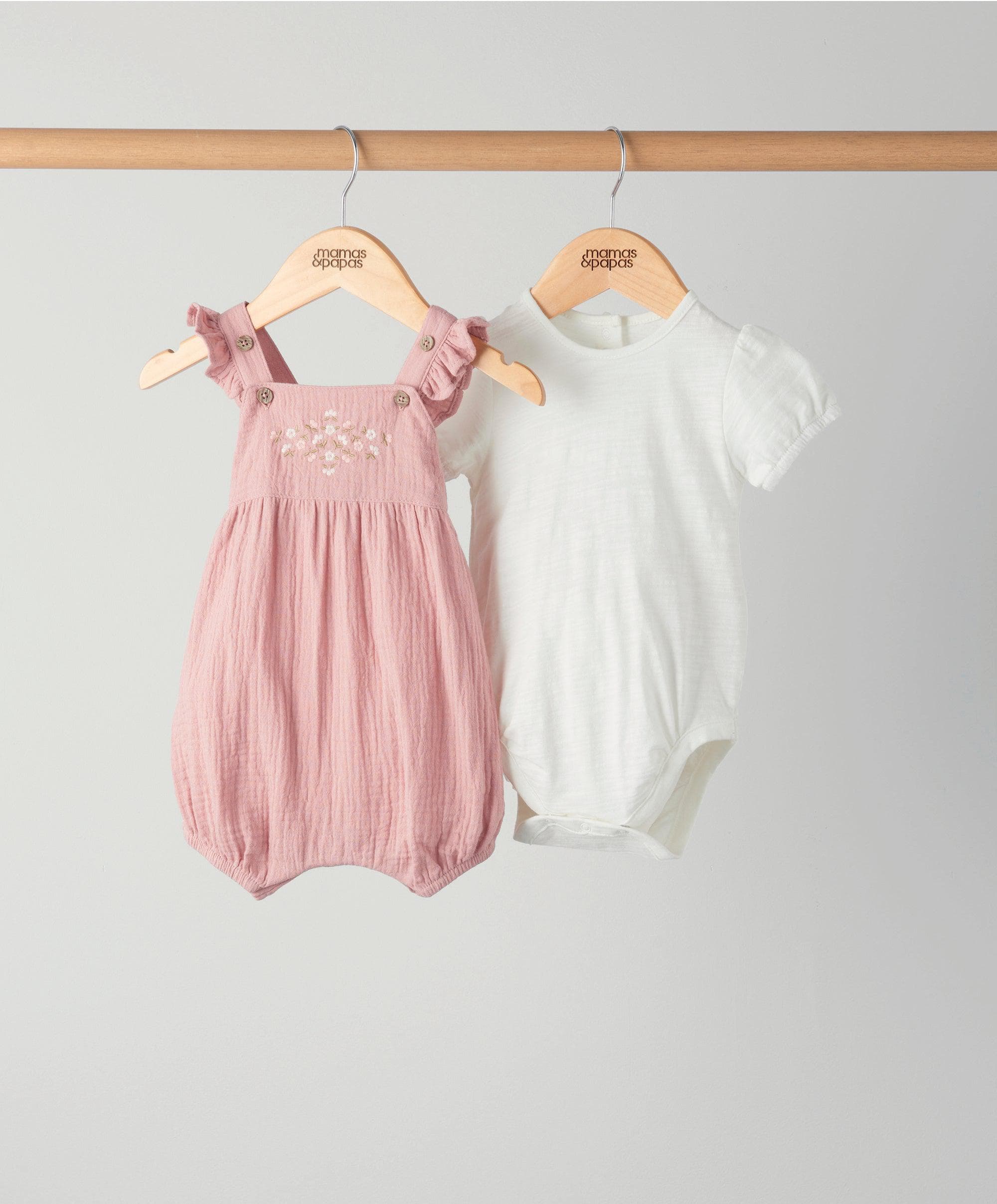 Pink Embroided Shortie Romper