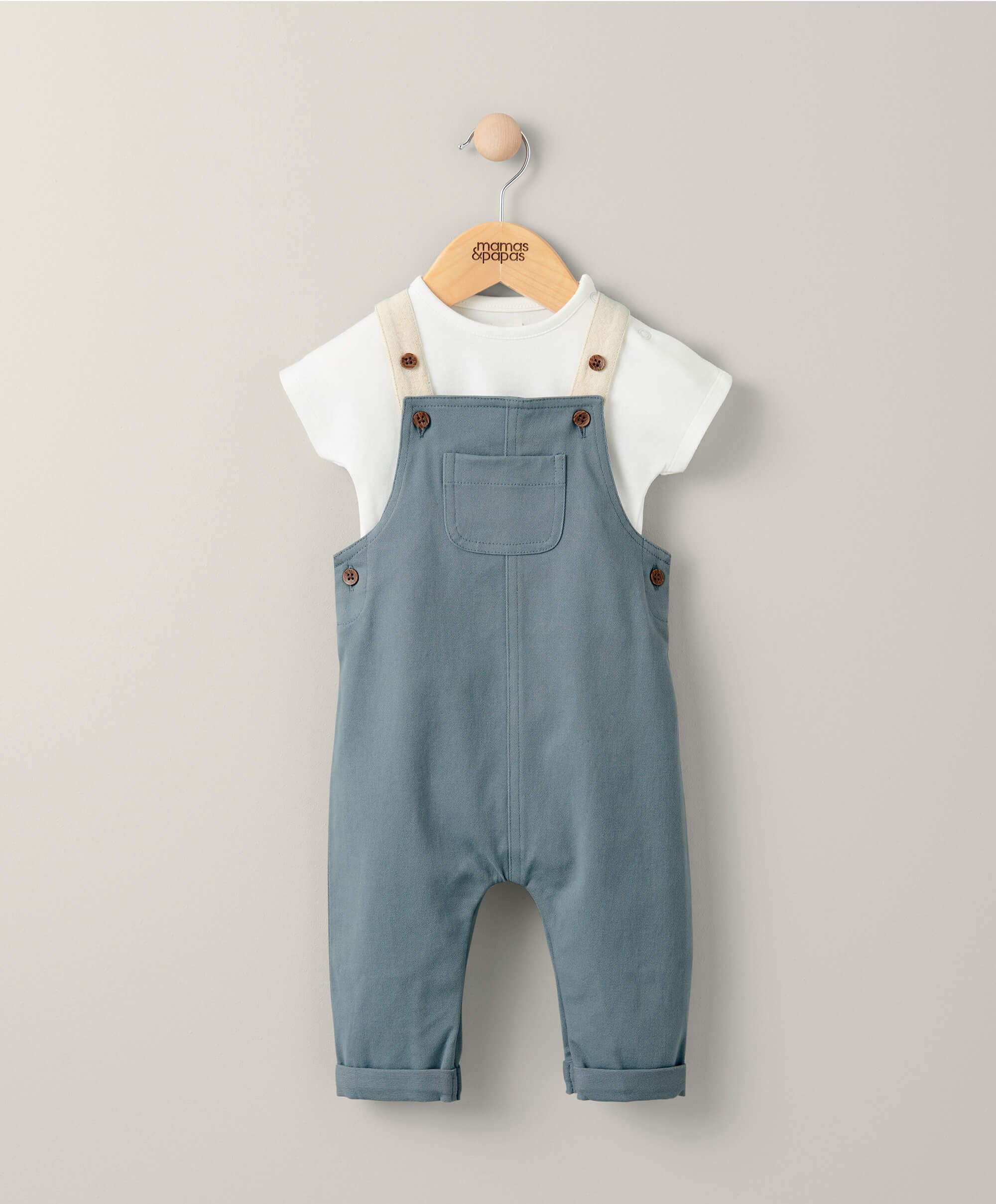 T-Shirt & Dungarees Outfit Set - Blue