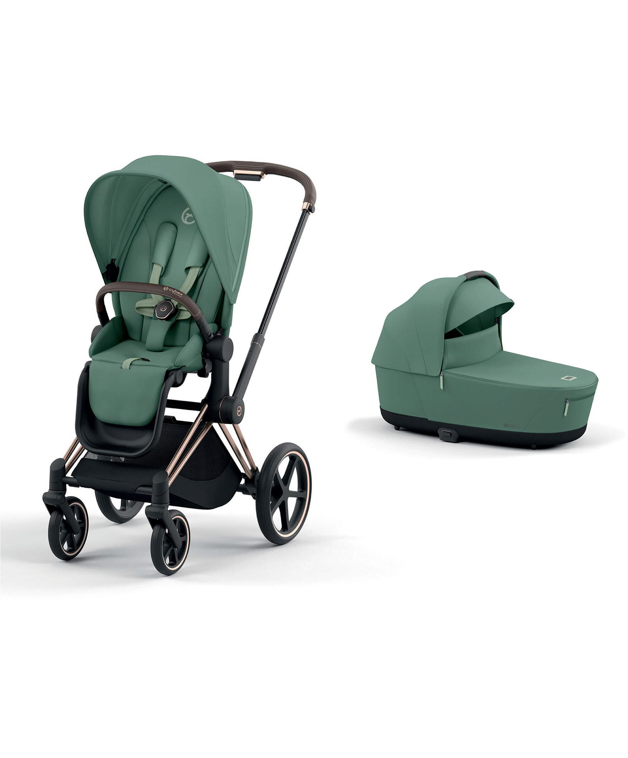 Cybex Priam 3 Piece Pushchair Bundle - Leaf Green/Rose Gold