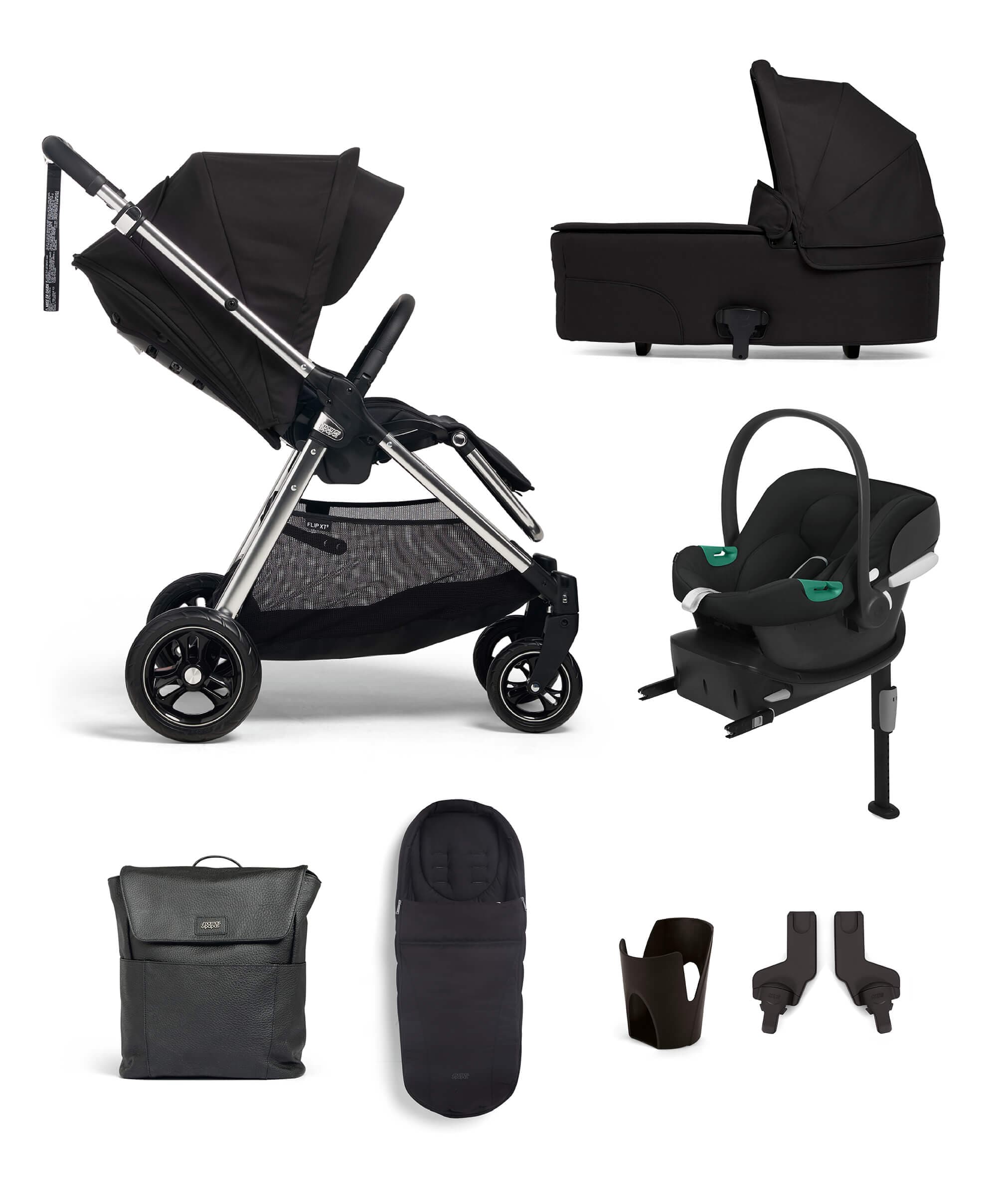 Flip XT³ Pushchair Complete Bundle with Cybex Aton B2 Car Seat & Base (7 Pieces) - Slated Navy