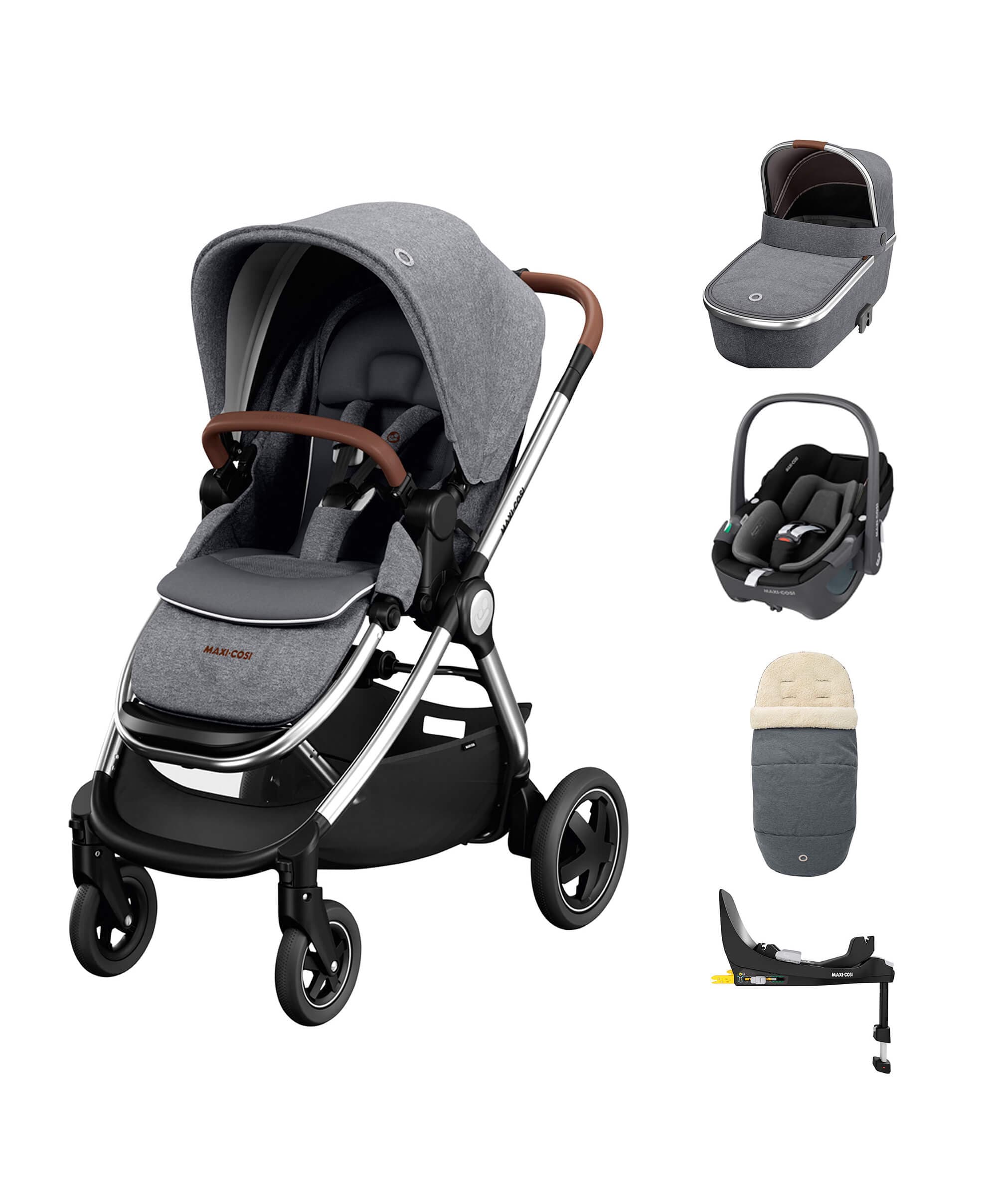 Maxi-Cosi Adorra² Luxe Pushchair Bundle with Pebble 360 (5 pieces) - Twillic Grey