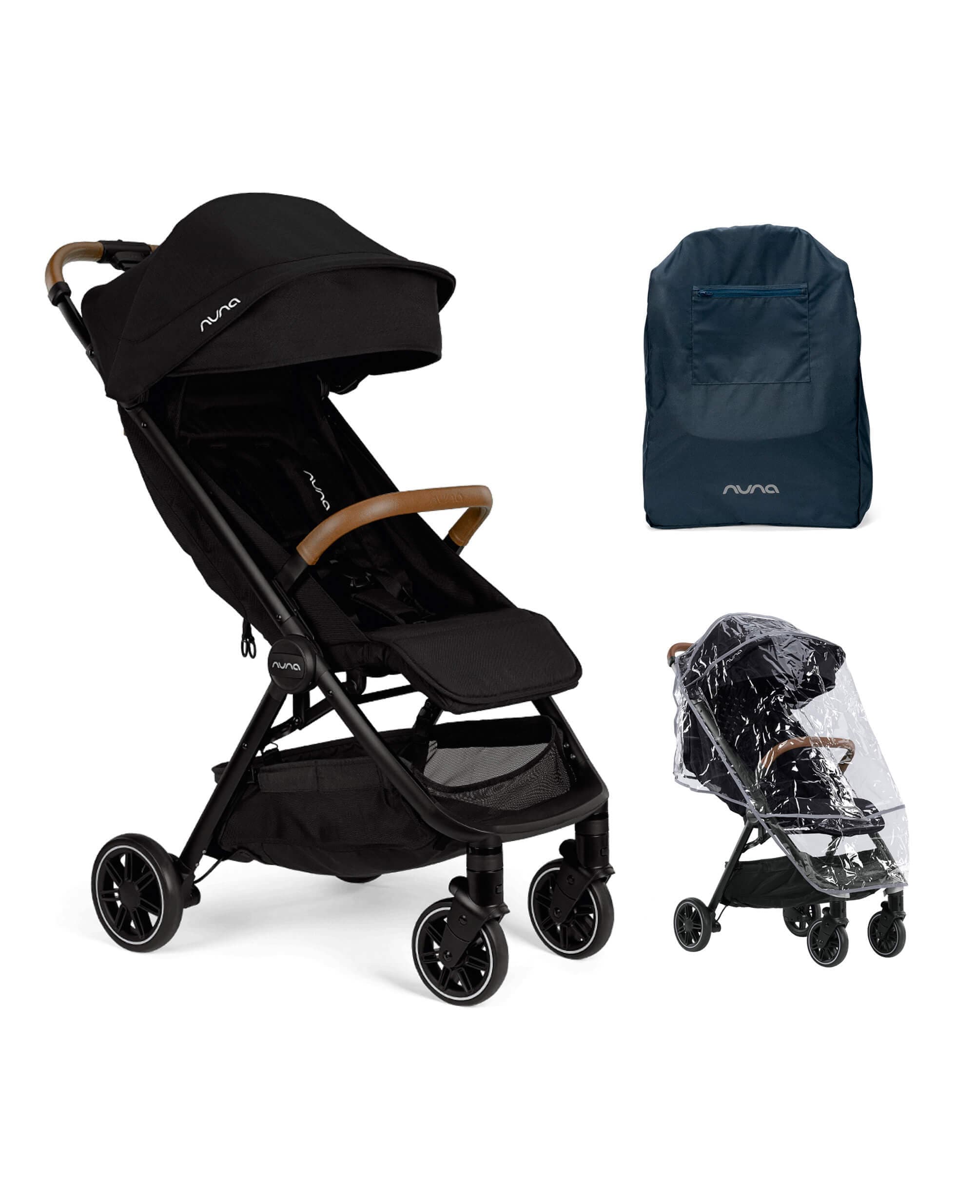 Nuna TRVL Pushchair with Travel Bag & Raincover - Caviar