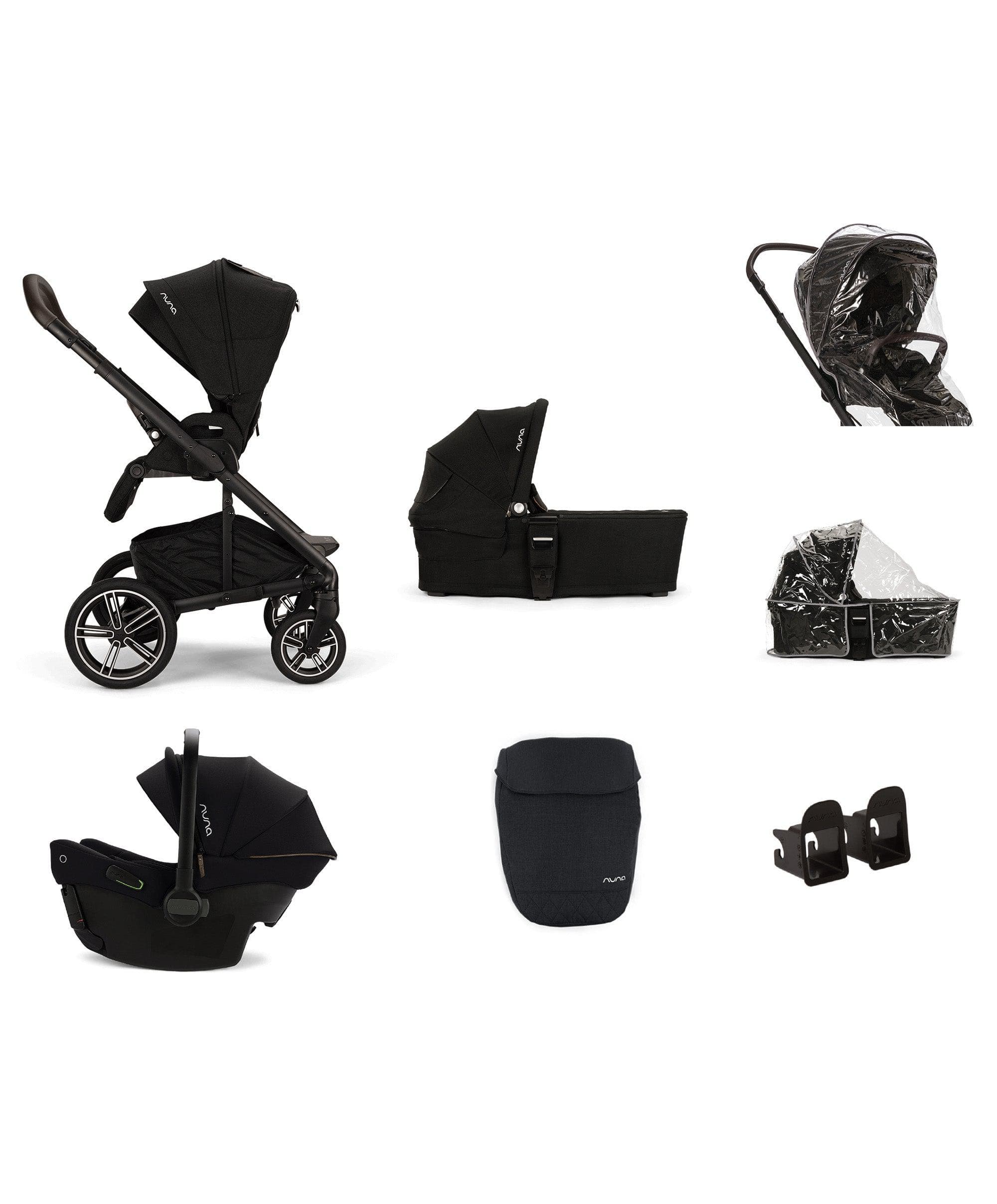 Nuna Mixx Next Pushchair 3 Piece Travel Bundle with Nuna PIPA Urbn Infant Car Seat - Caviar