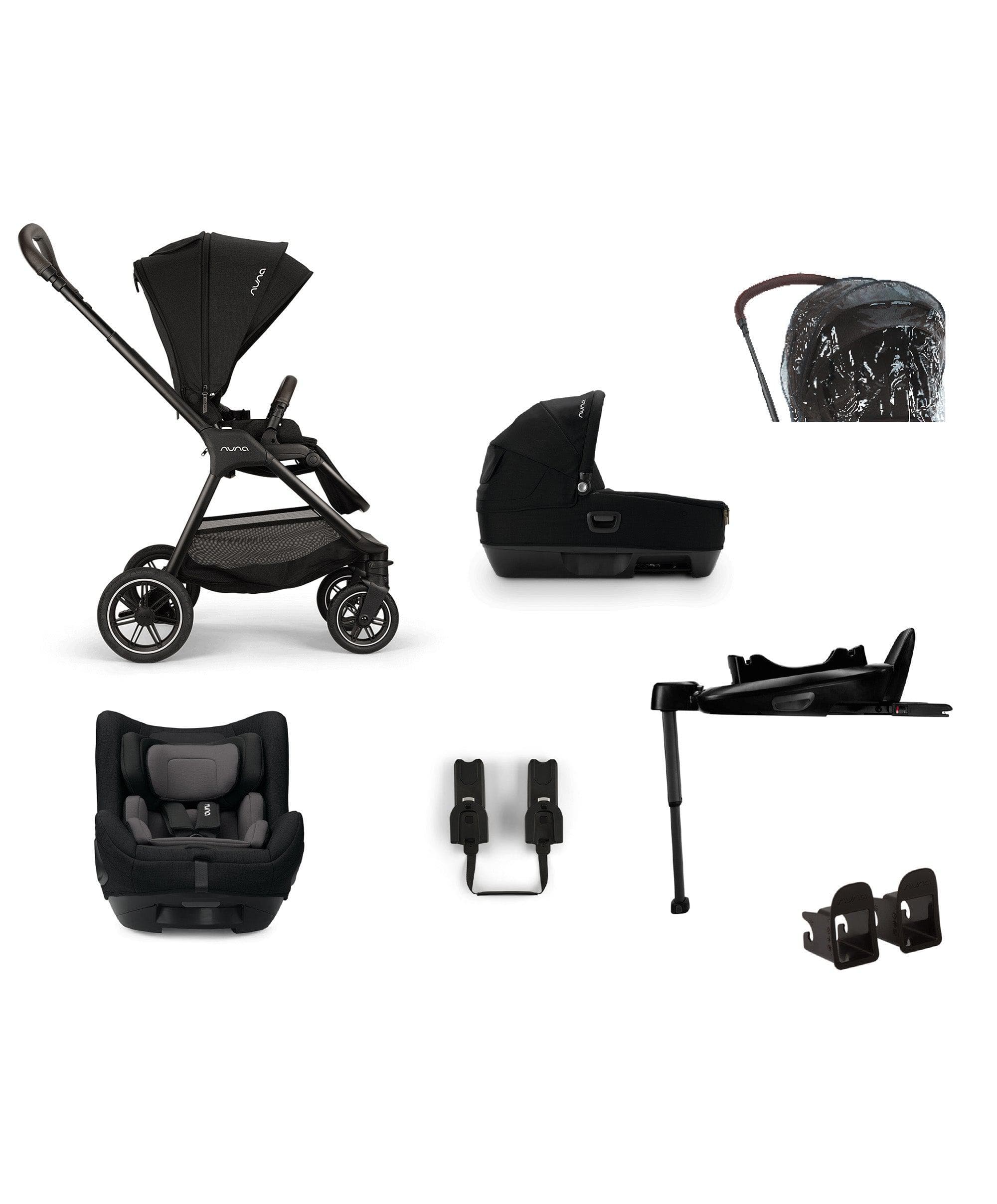 Nuna Triv Next Pushchair 4 Piece Travel Bundle with TODL Next Car Seat & Base - Caviar