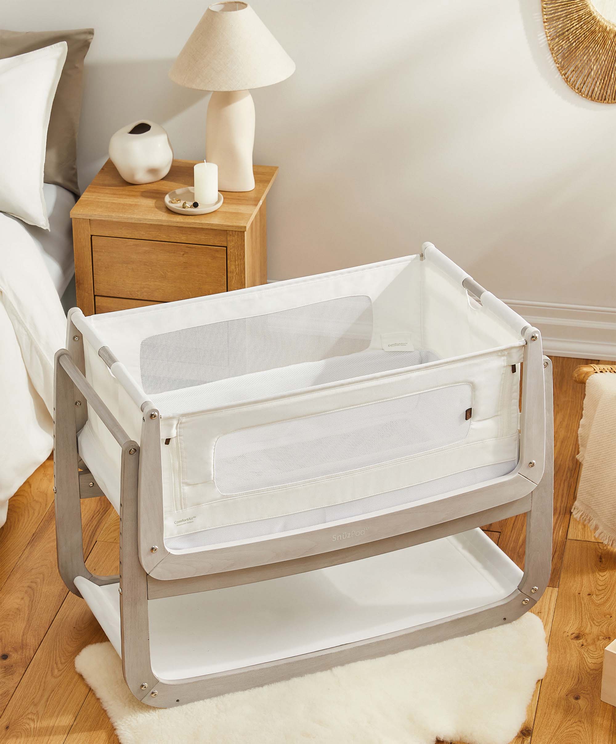 SnuzPod4 Bedside Crib - Silver Birch