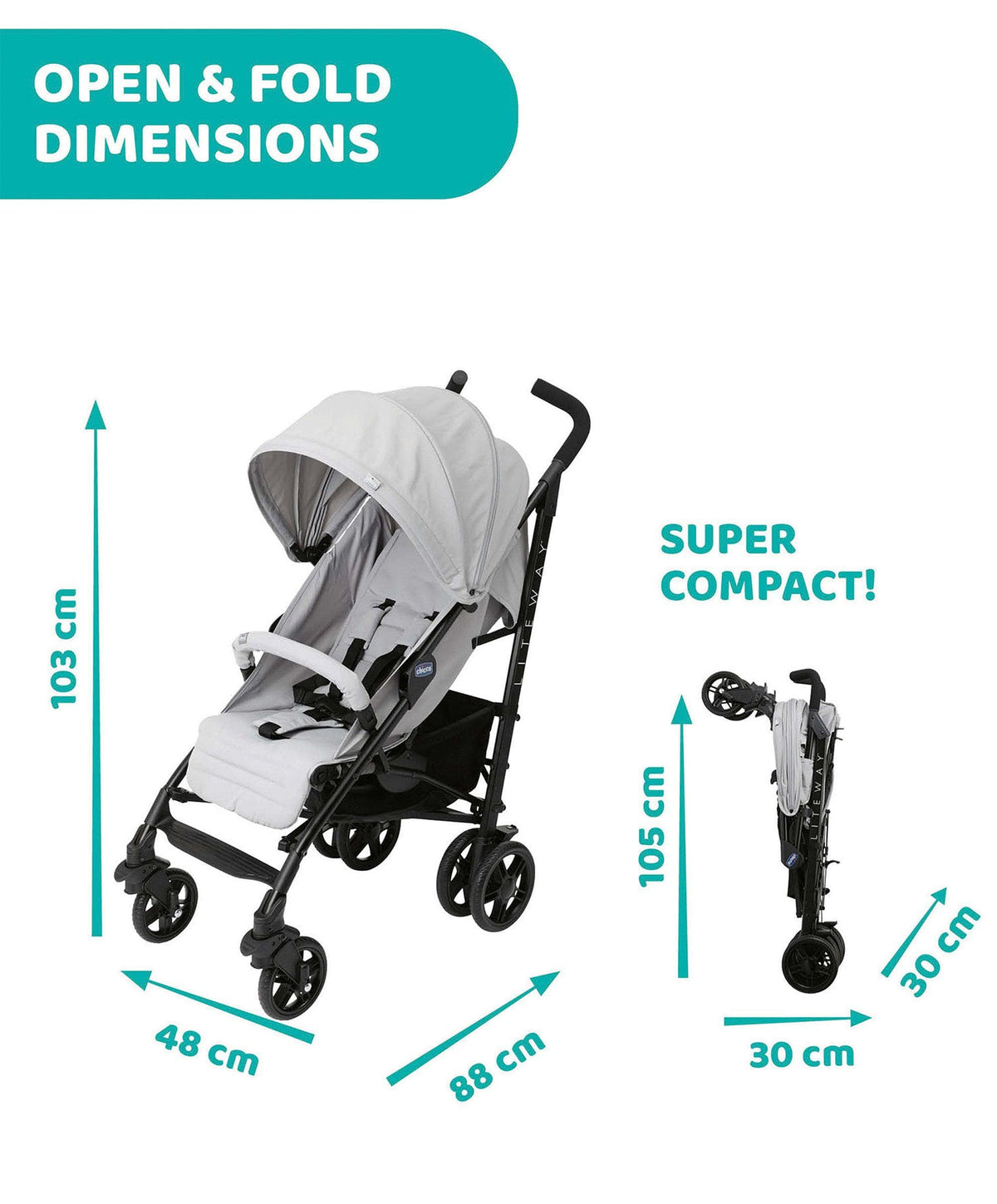 chicco liteway stroller dimensions