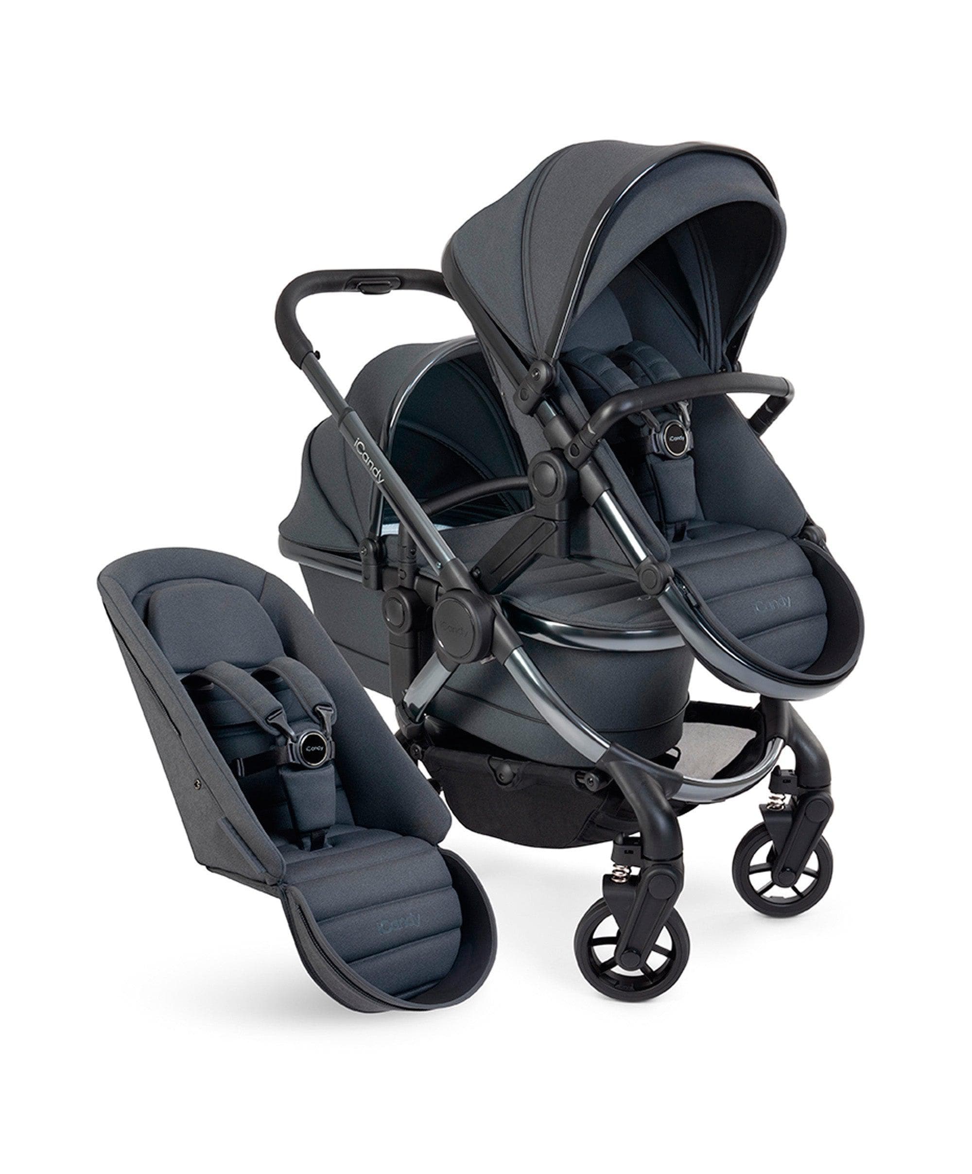 iCandy Peach 7 Double Pushchair Bundle - Dark Grey